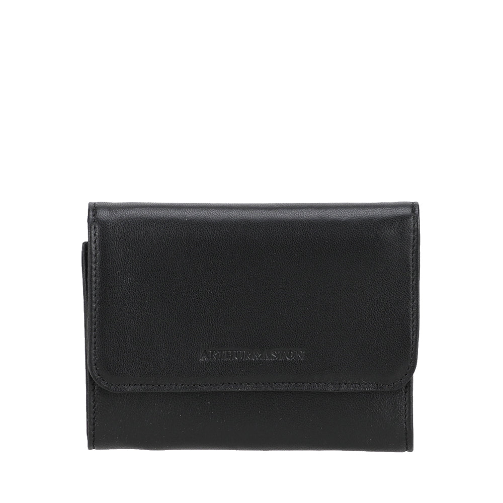 arthur-et-aston-riley-petit-portefeuille-cuir-agneau-noir-femme image 1