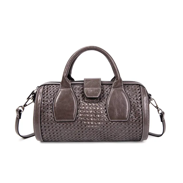 kate-lee-frola-sac-bowling-cuir-gris-tress image 1