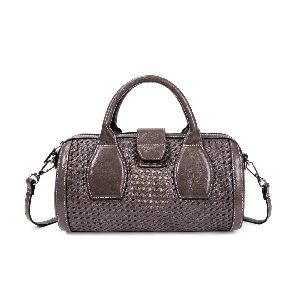 kate-lee-frola-sac-bowling-cuir-gris-tress image 1