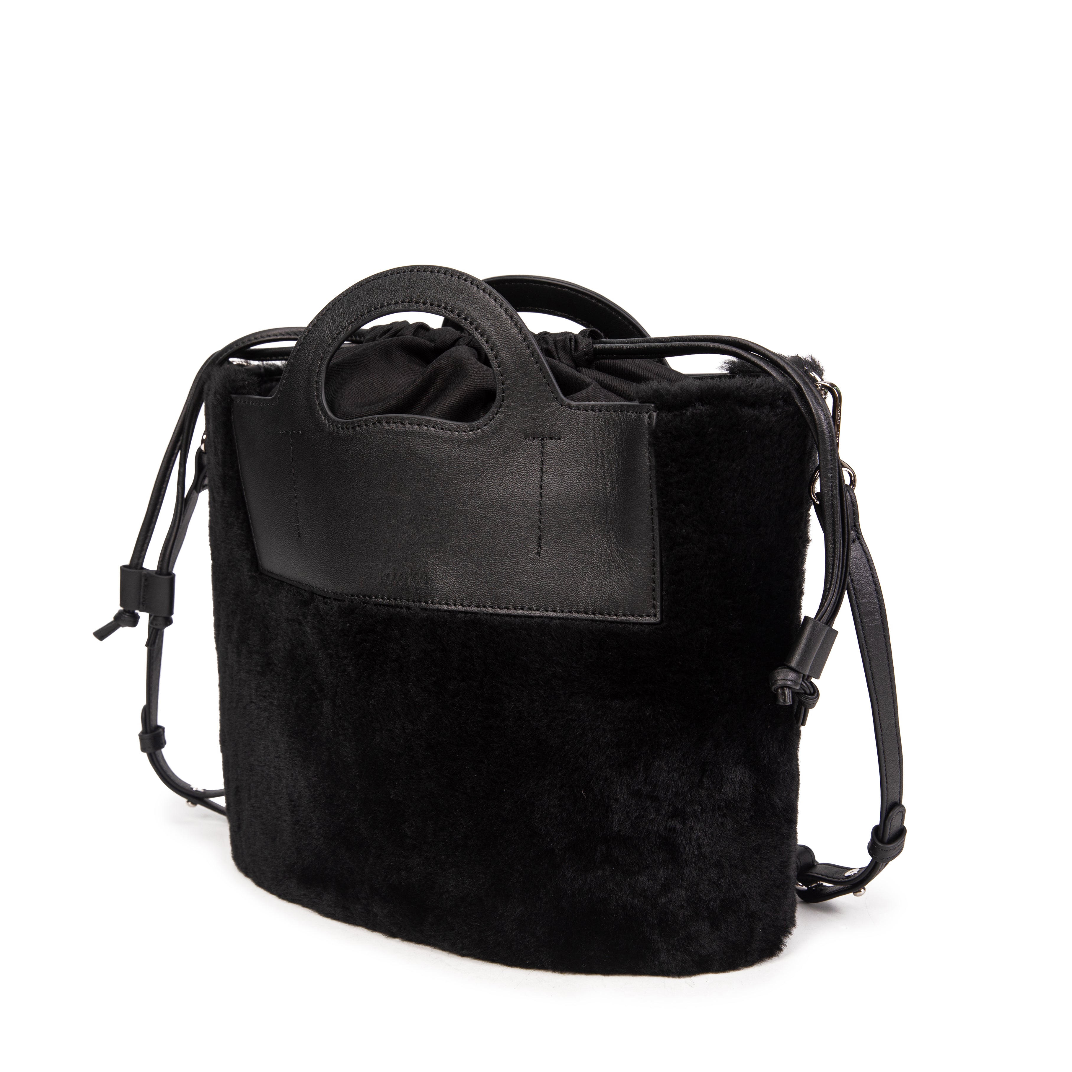 kate-lee-st-tropez-sac-seau-noir-shearling-cuir image 2