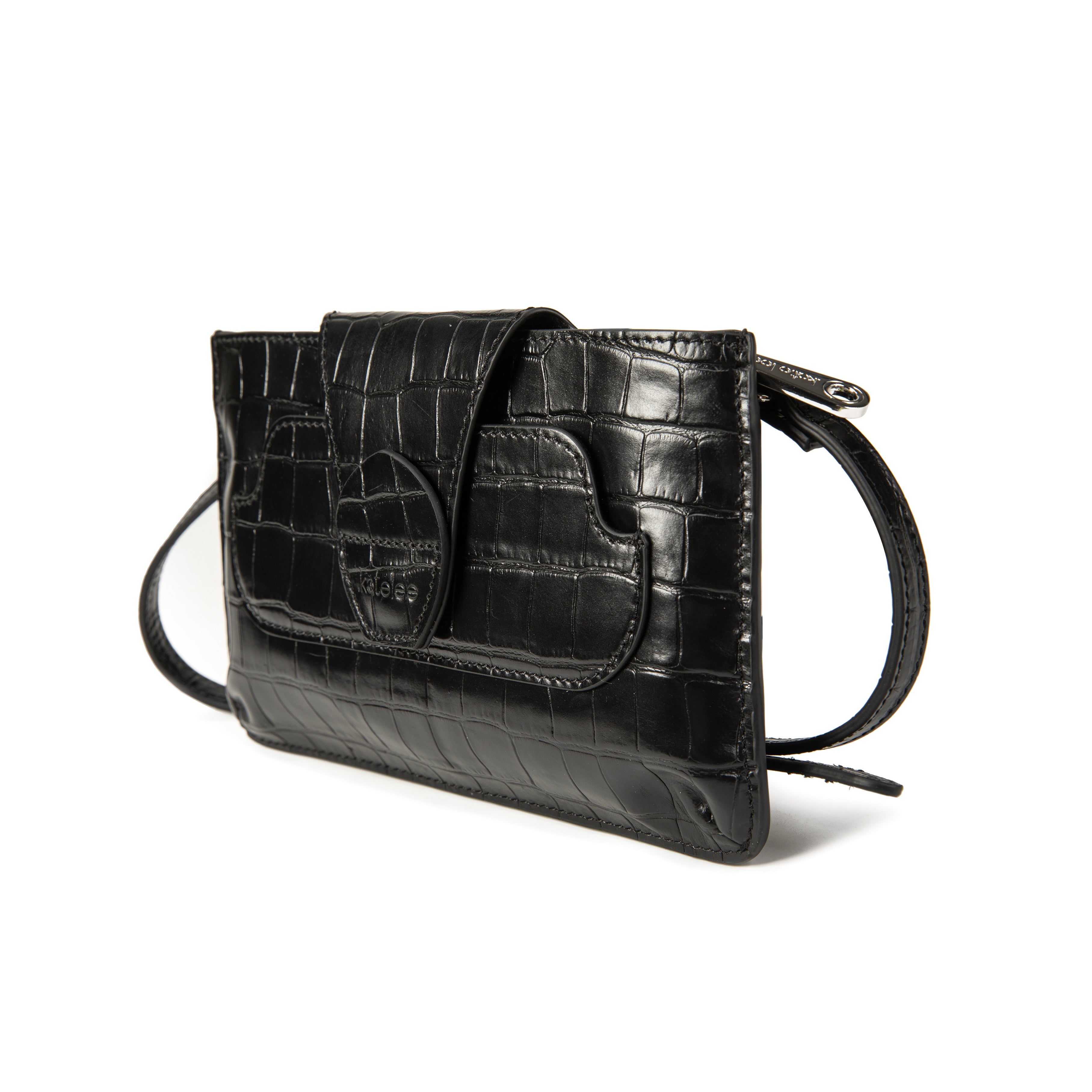 kate-lee-pochette-lp-cuir-vachette-croco-noir-bandouli-re image 2