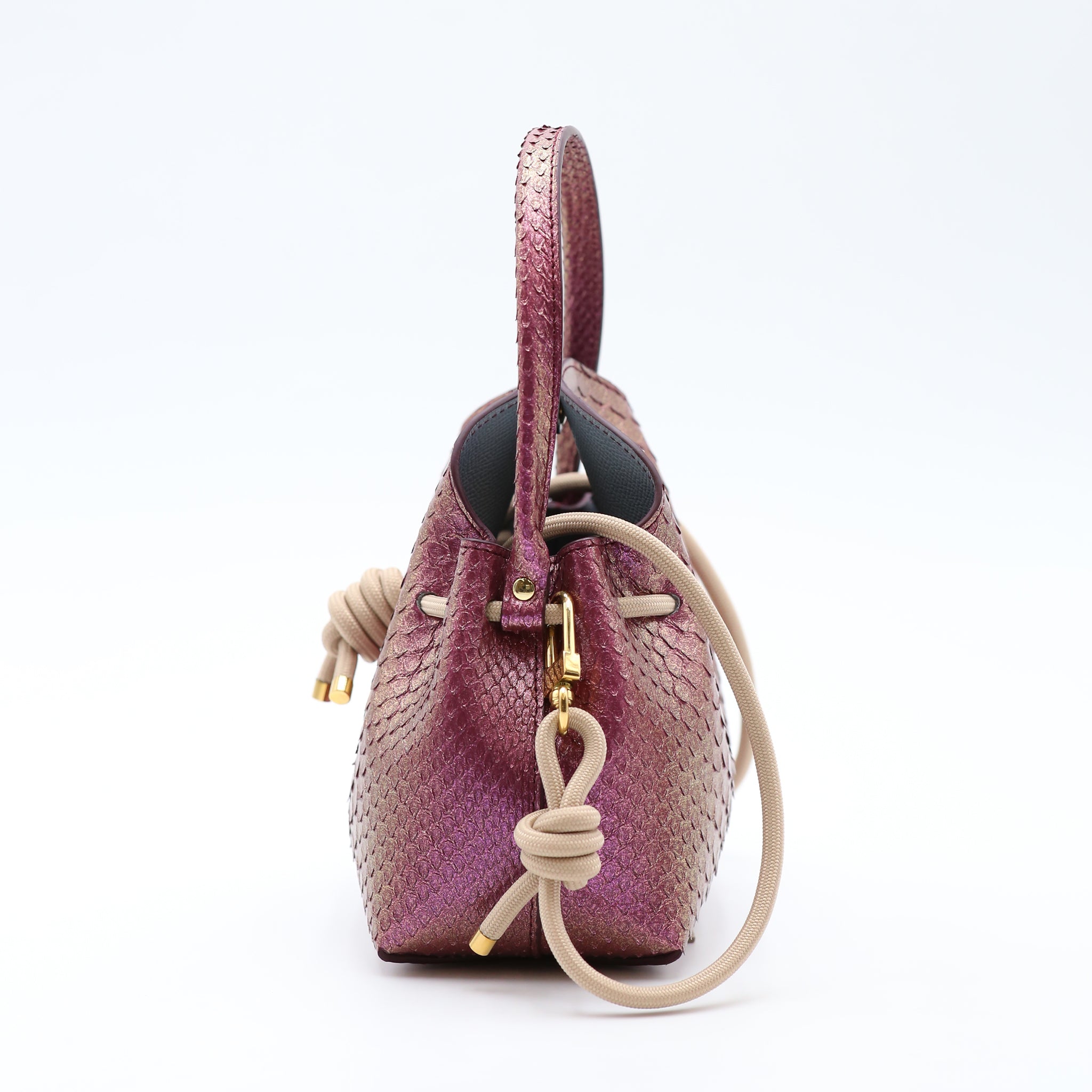 atelier-penso-mini-bucket-sac-seau-cuir-python-shiny-burgundy image 4