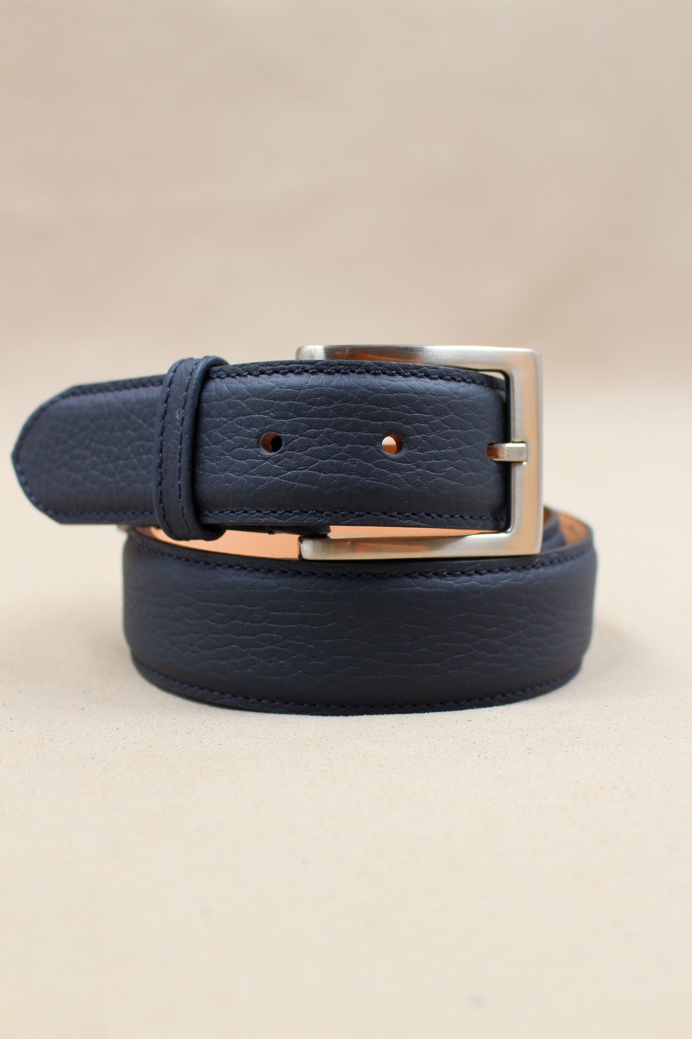 charles-et-charlus-4004-ceinture-cuir-grain-marine-35mm image 1