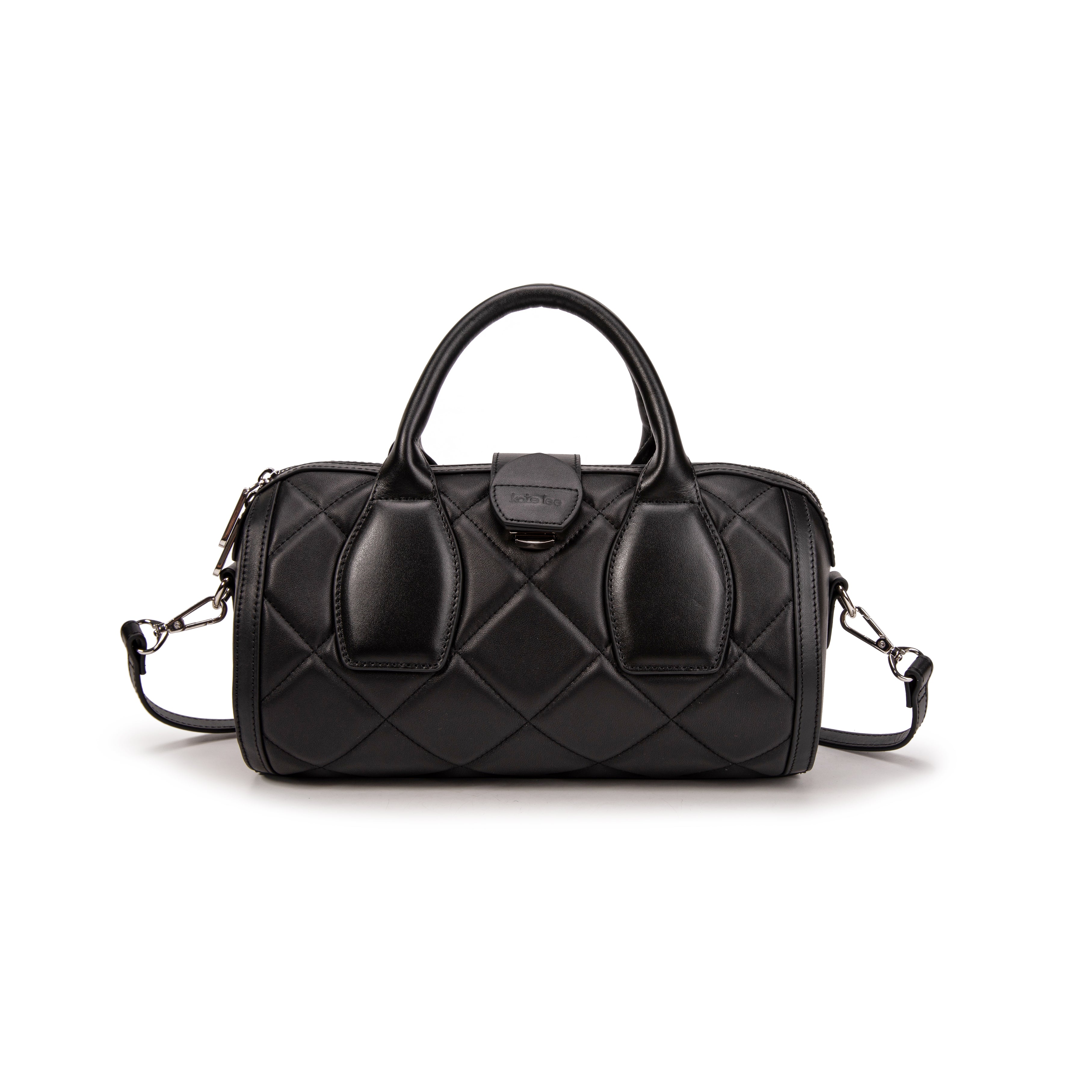 kate-lee-frola-matelass-sac-cuir-agneau-noir-bowling image 1