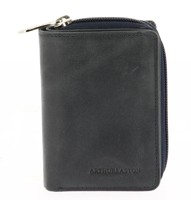 arthur-et-aston-rose-porte-monnaie-cartes-cuir-noir image 1