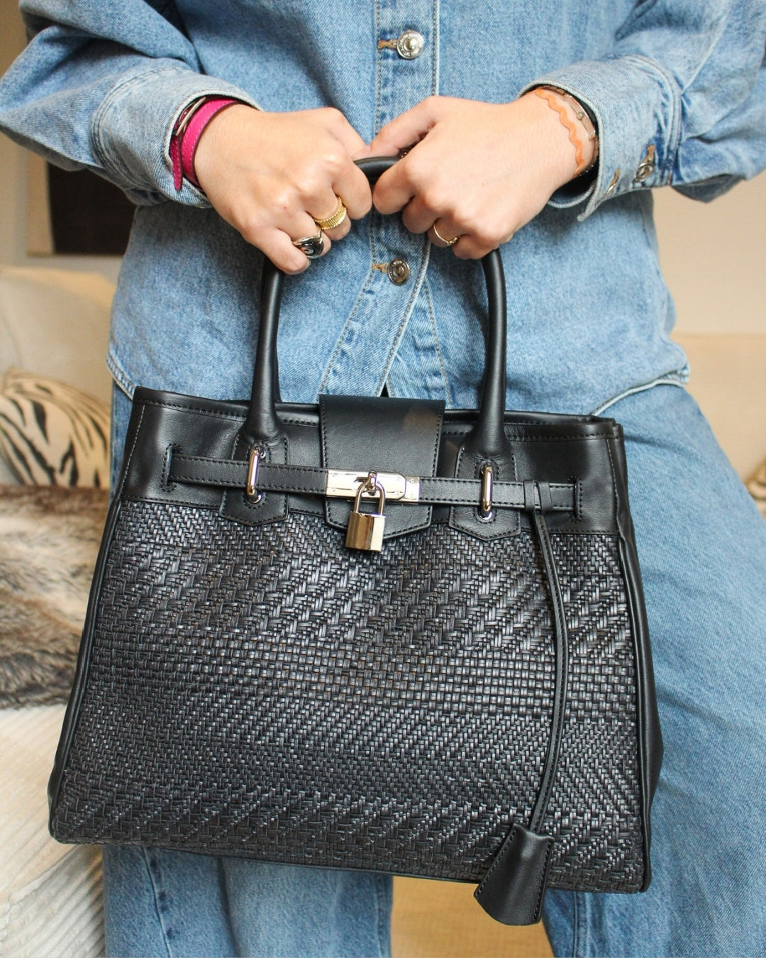 berthille-vend-me-sac-cuir-marqueterie-tress-e-main image 3