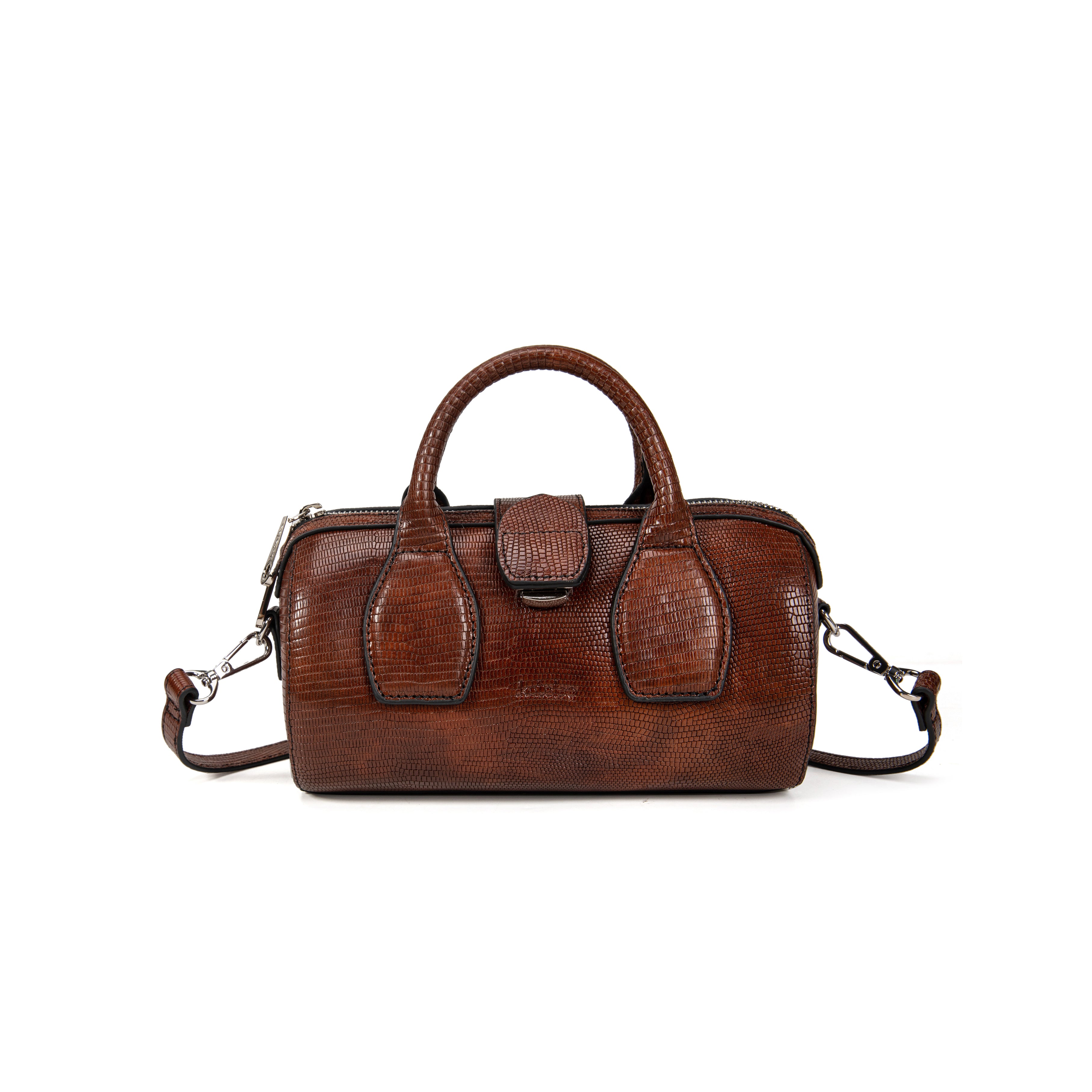 kate-lee-frola-sac-bowling-l-zard-choco-cuir image 1