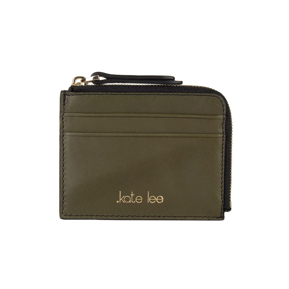 kate-lee-alo-s-porte-cartes-vert-olive-cuir-zipp image 1