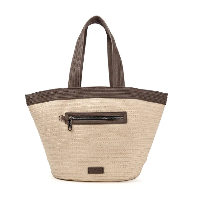 kate-lee-patty-sac-cabas-paille-gris-fonc image 1