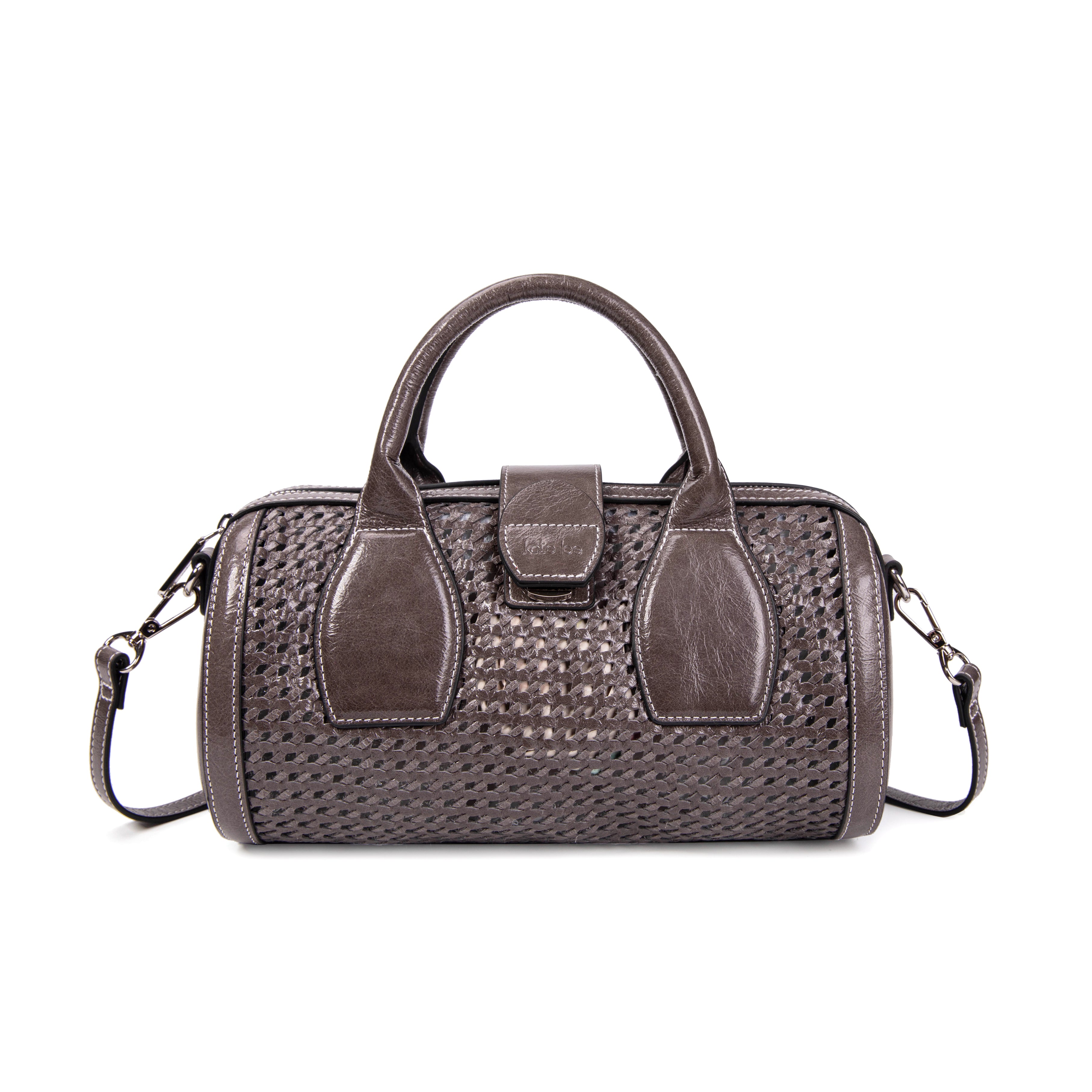 kate-lee-frola-sac-bowling-cuir-gris-tress image 1