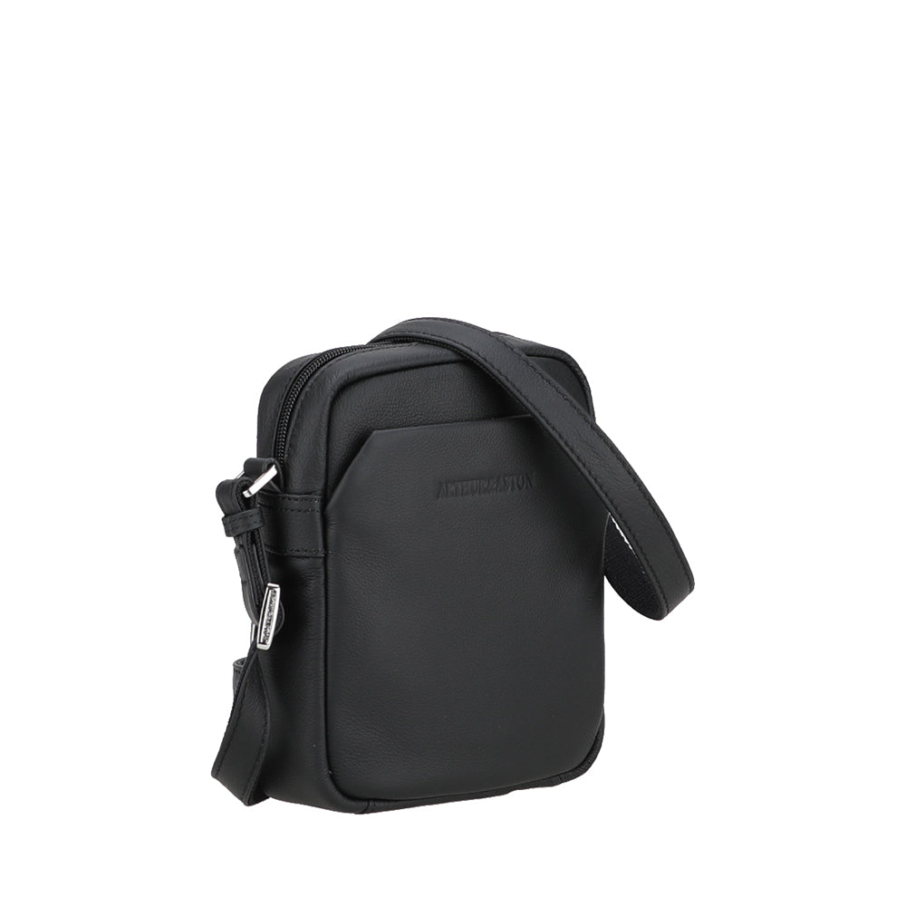 arthur-et-aston-sim-on-sac-travers-cuir-noir-homme image 2