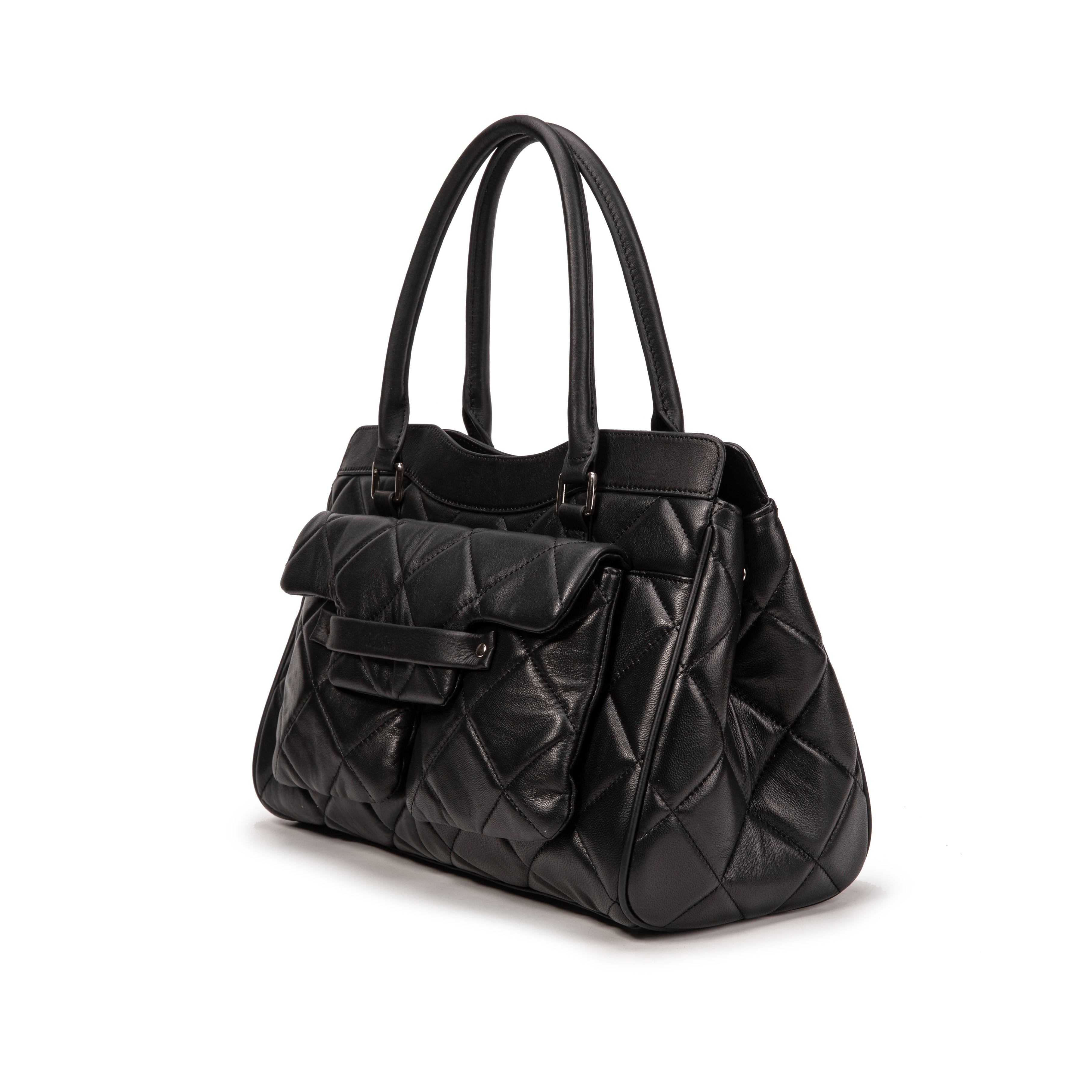 kate-lee-oria-matelass-sac-cabas-agneau-noir image 2
