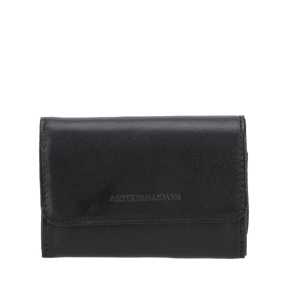 arthur-et-aston-riley-porte-monnaie-cuir-noir-femme image 1