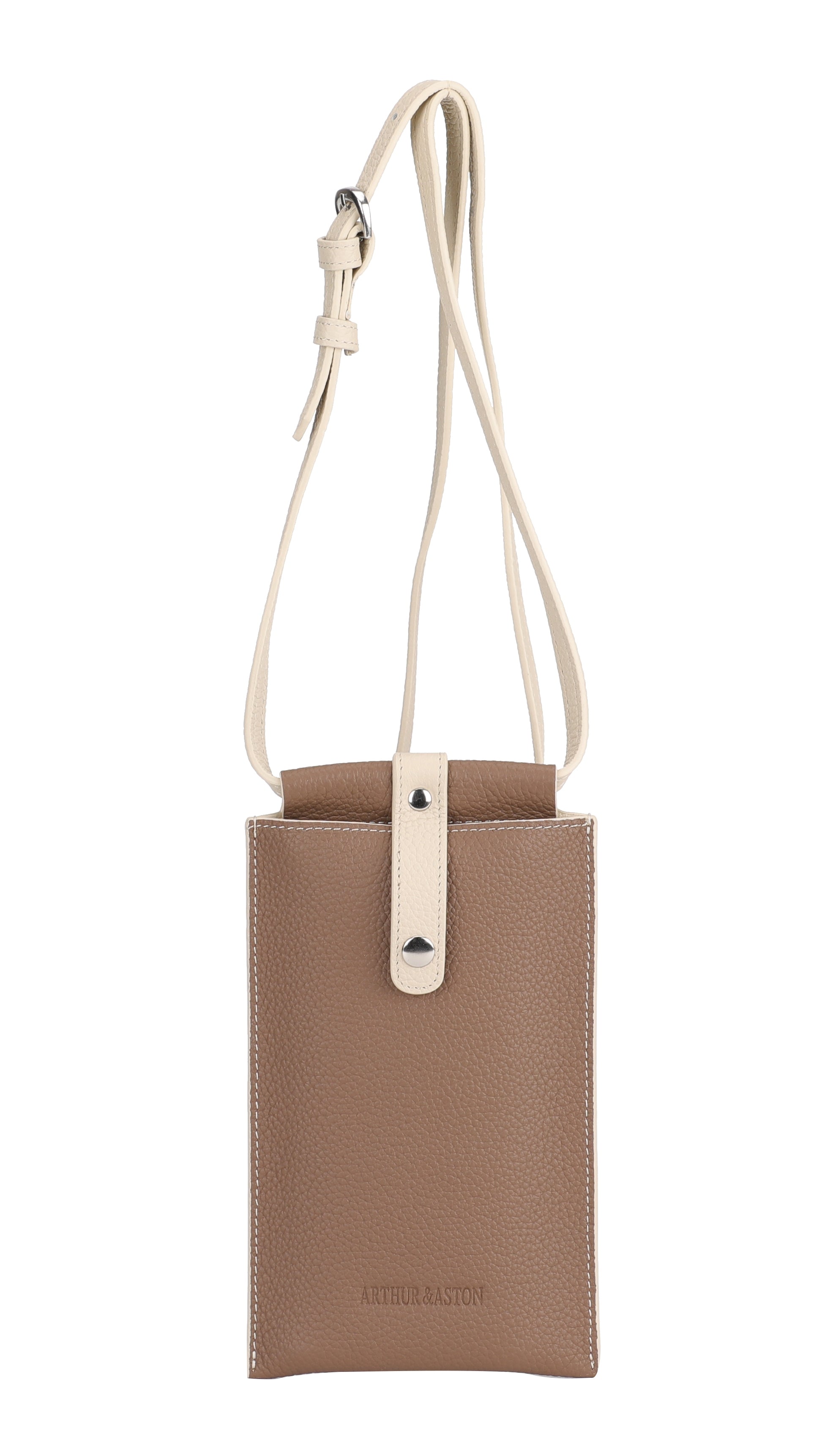 arthur-et-aston-joy-pochette-t-l-phone-cuir-taupe-bandouli-re image 1