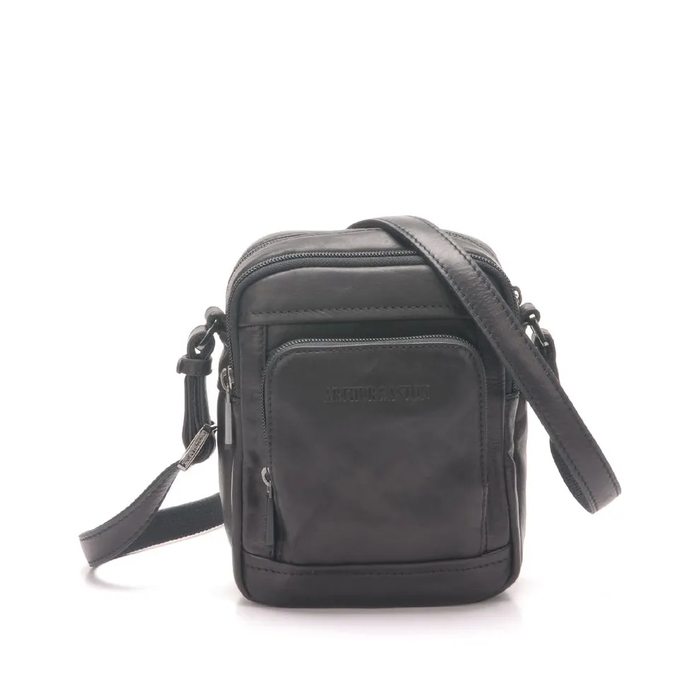 arthur-et-aston-pablo-petit-sac-travers-cuir-noir-fil-noir image 1