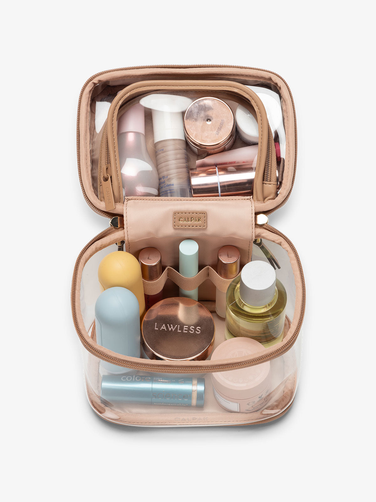 calpak-kaya-clear-train-case-trousse-toilette-glazed-dark-cherry image 8