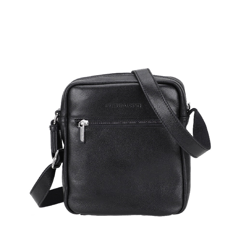 arthur-et-aston-dorian-sac-travers-grand-cuir-noir-homme image 2
