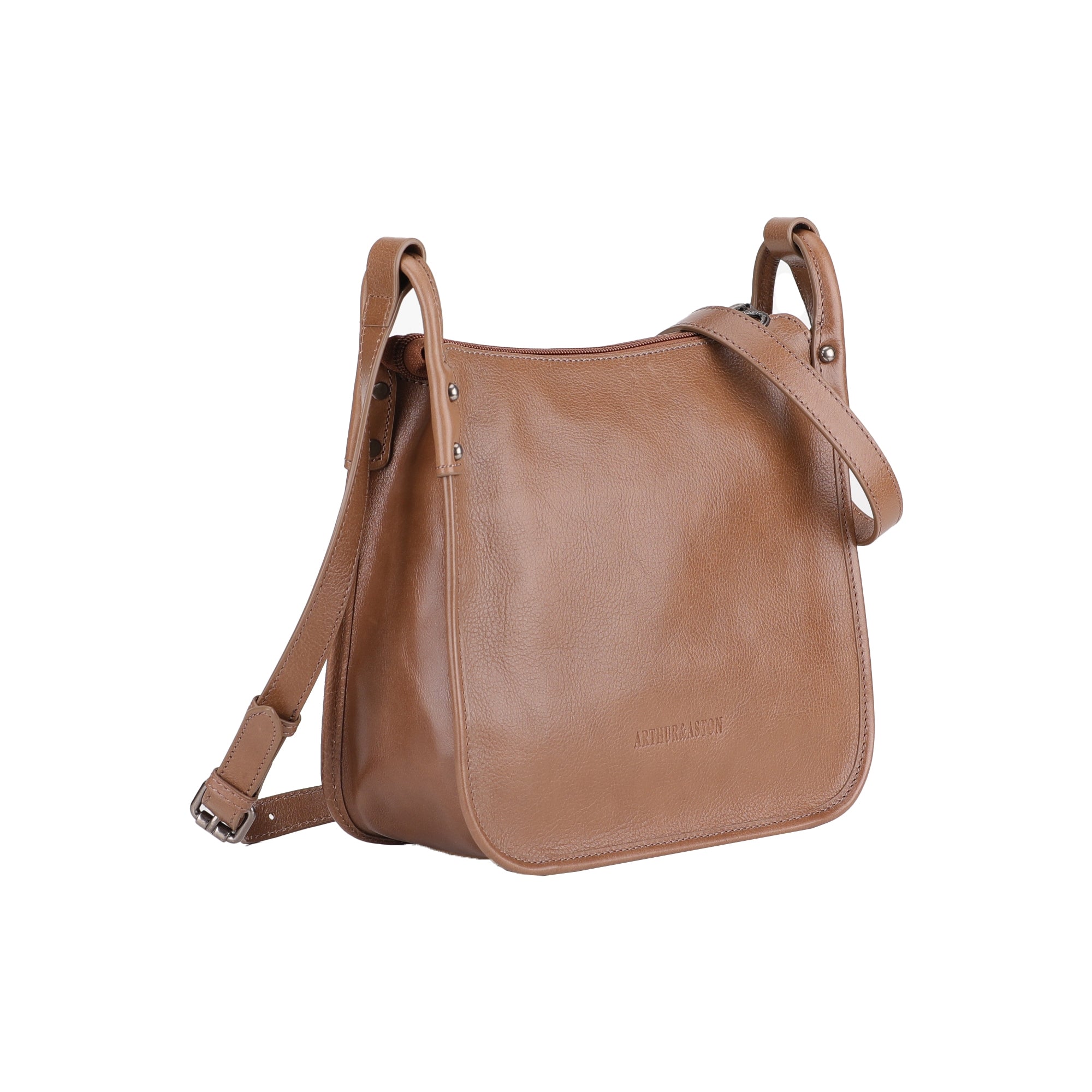 arthur-et-aston-edith-sac-travers-cuir-cognac-demi-lune image 7