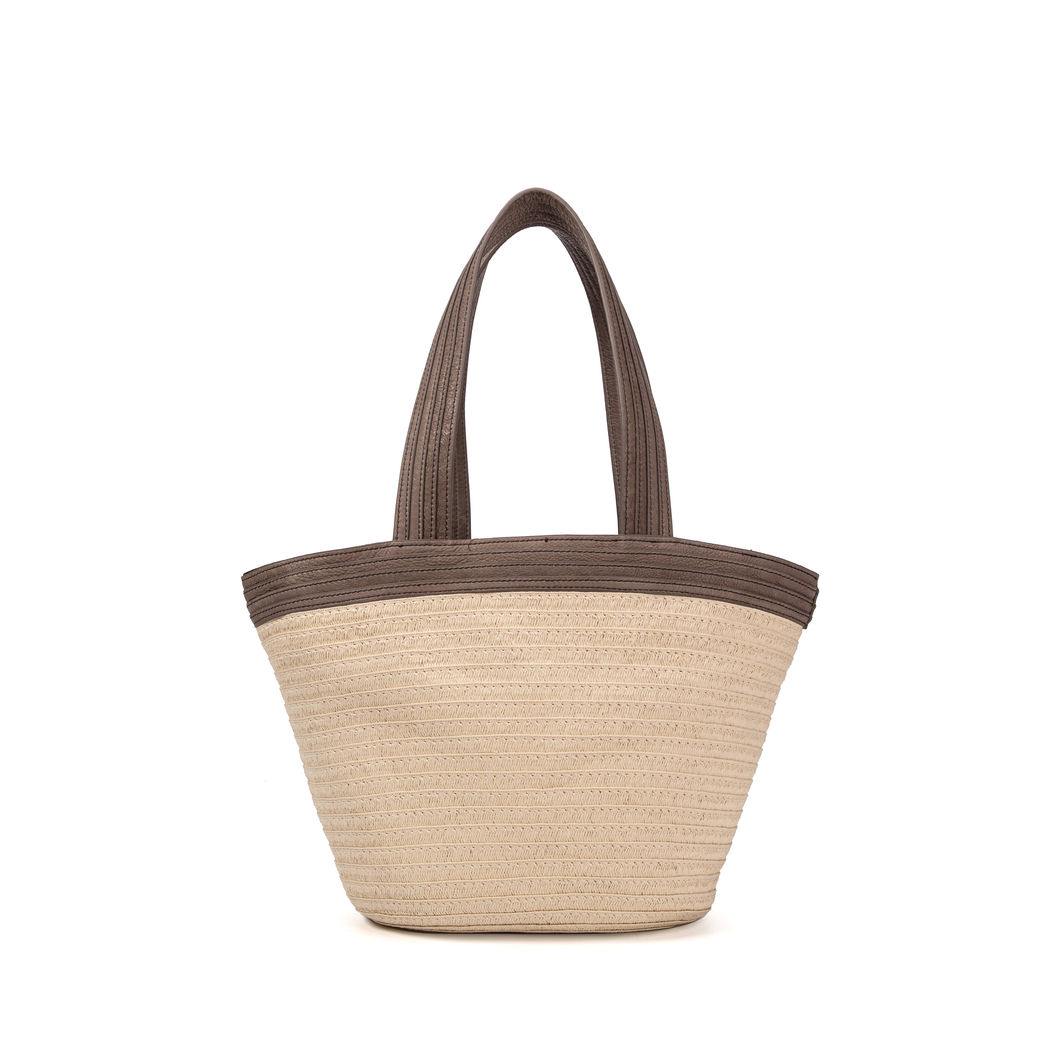 kate-lee-m-cabas-patty-panier-paille-gris-fonc-cuir image 4