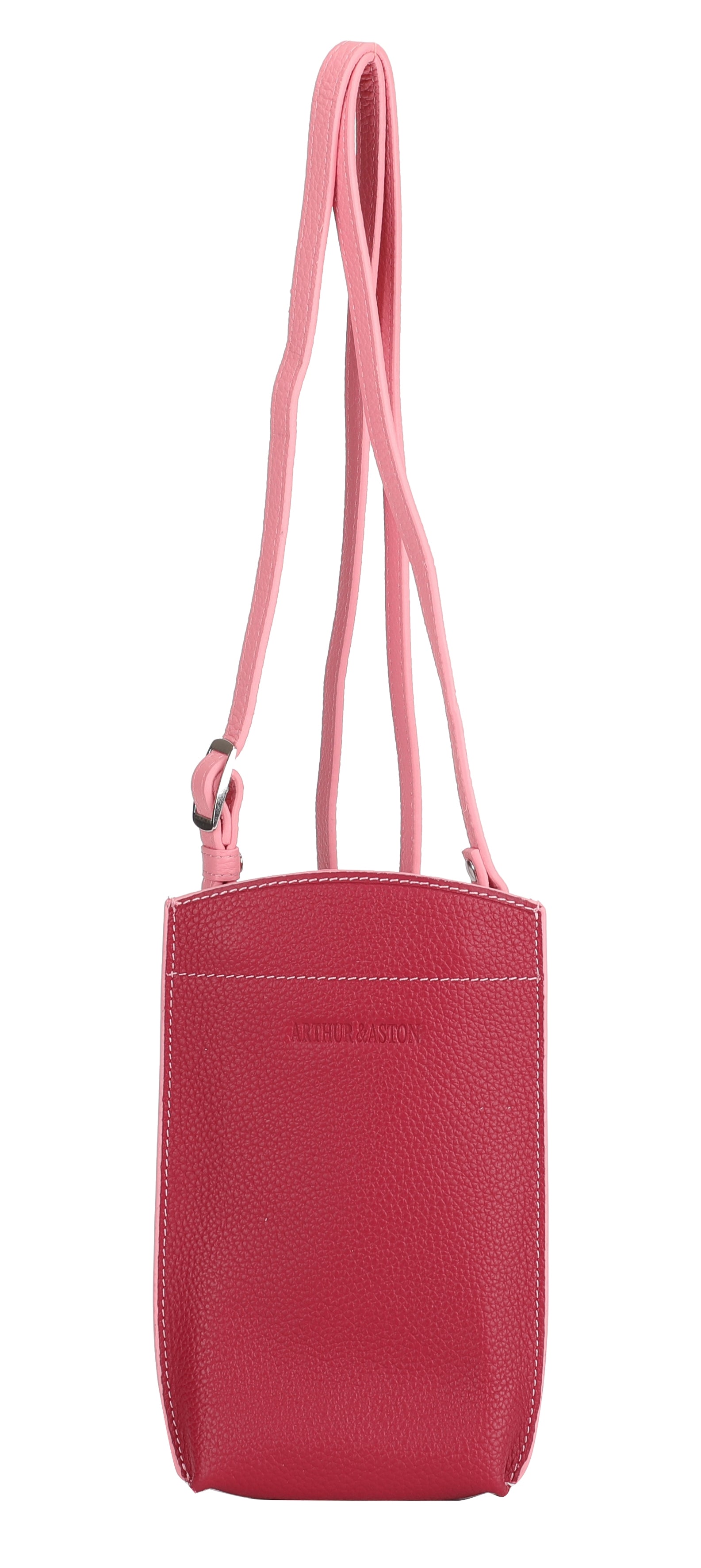 arthur-et-aston-joy-pochette-t-l-phone-cuir-rose-bandouli-re image 2