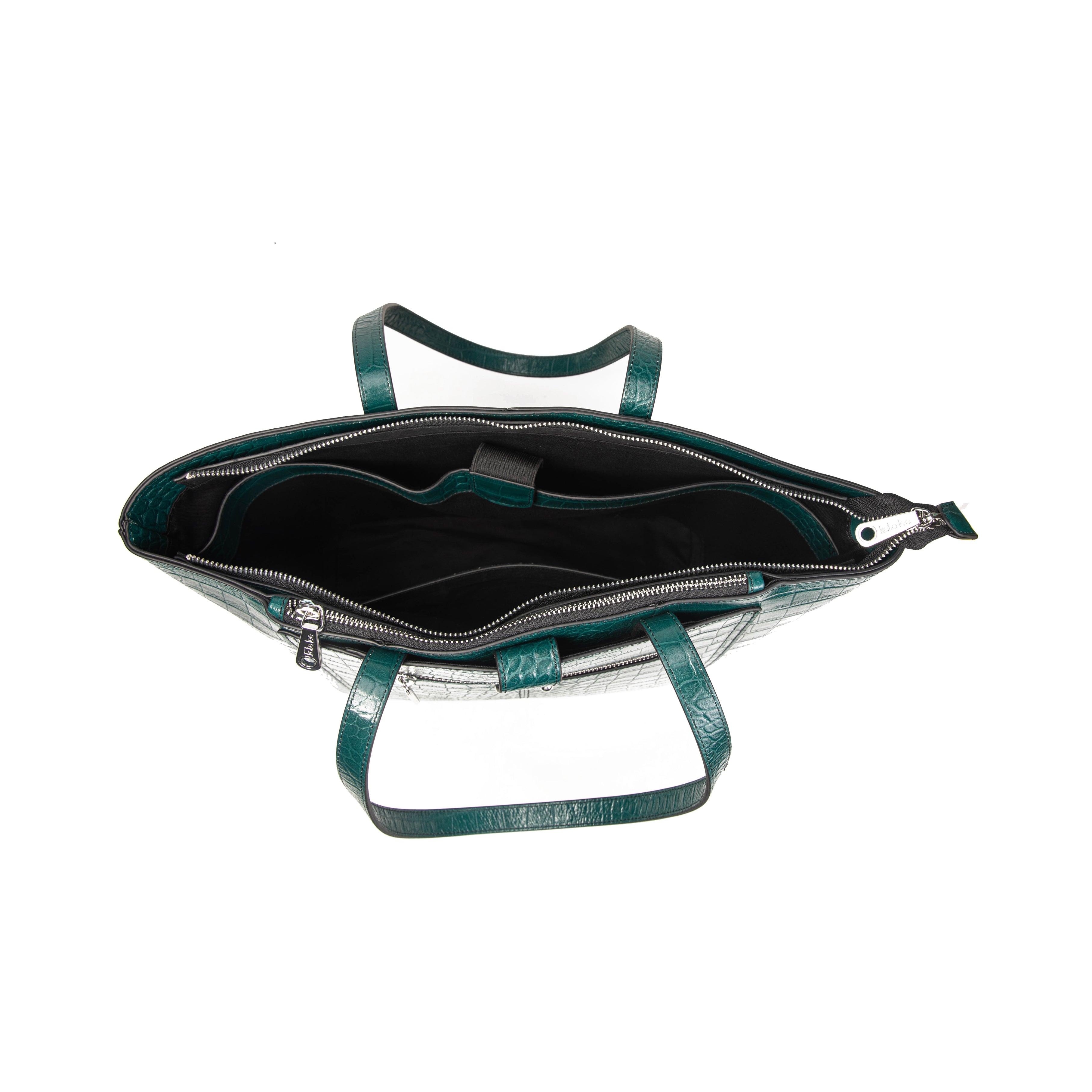 kate-lee-madele-croco-sac-cabas-bleu-canard-cuir-croco image 3
