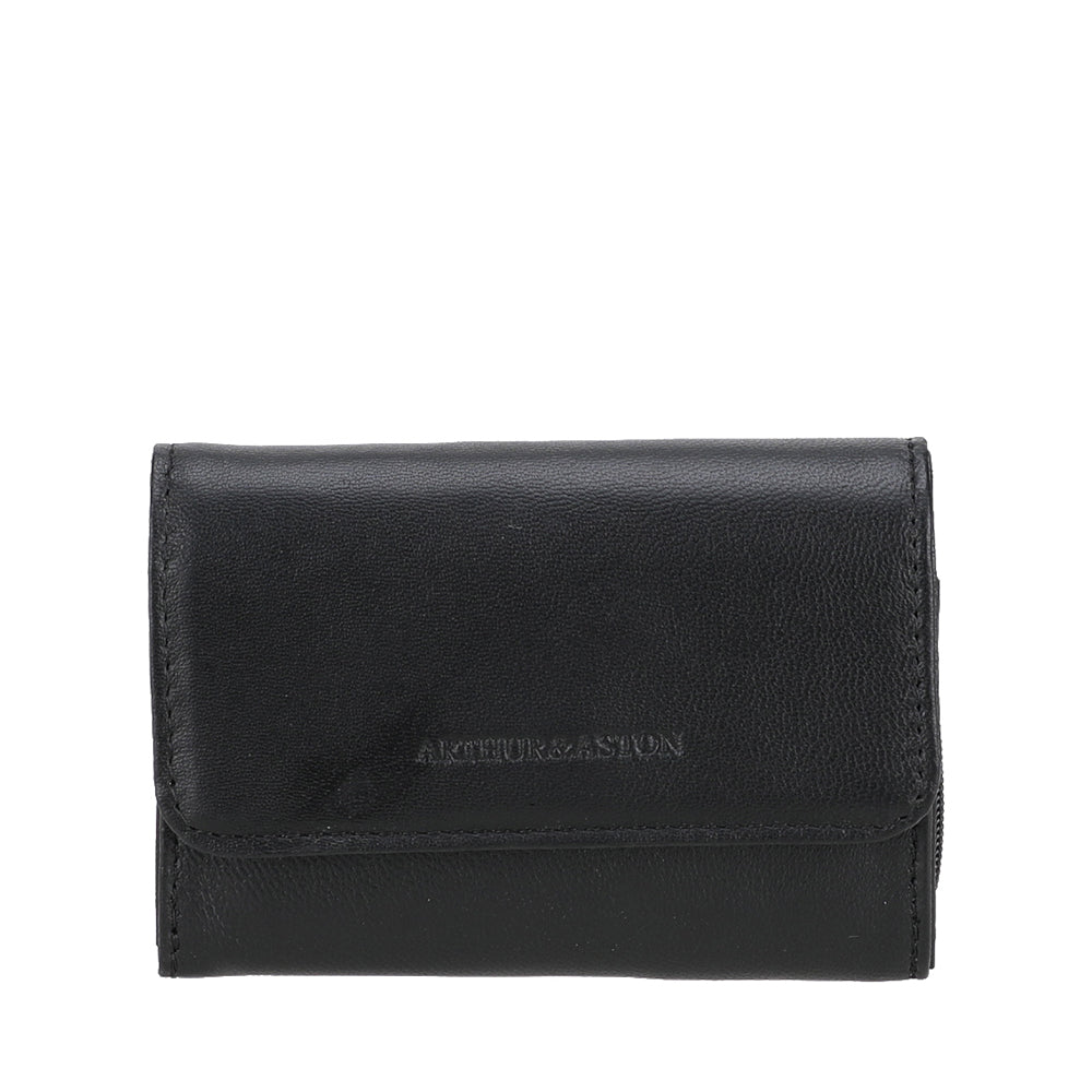 arthur-et-aston-riley-porte-monnaie-cuir-noir-femme image 1