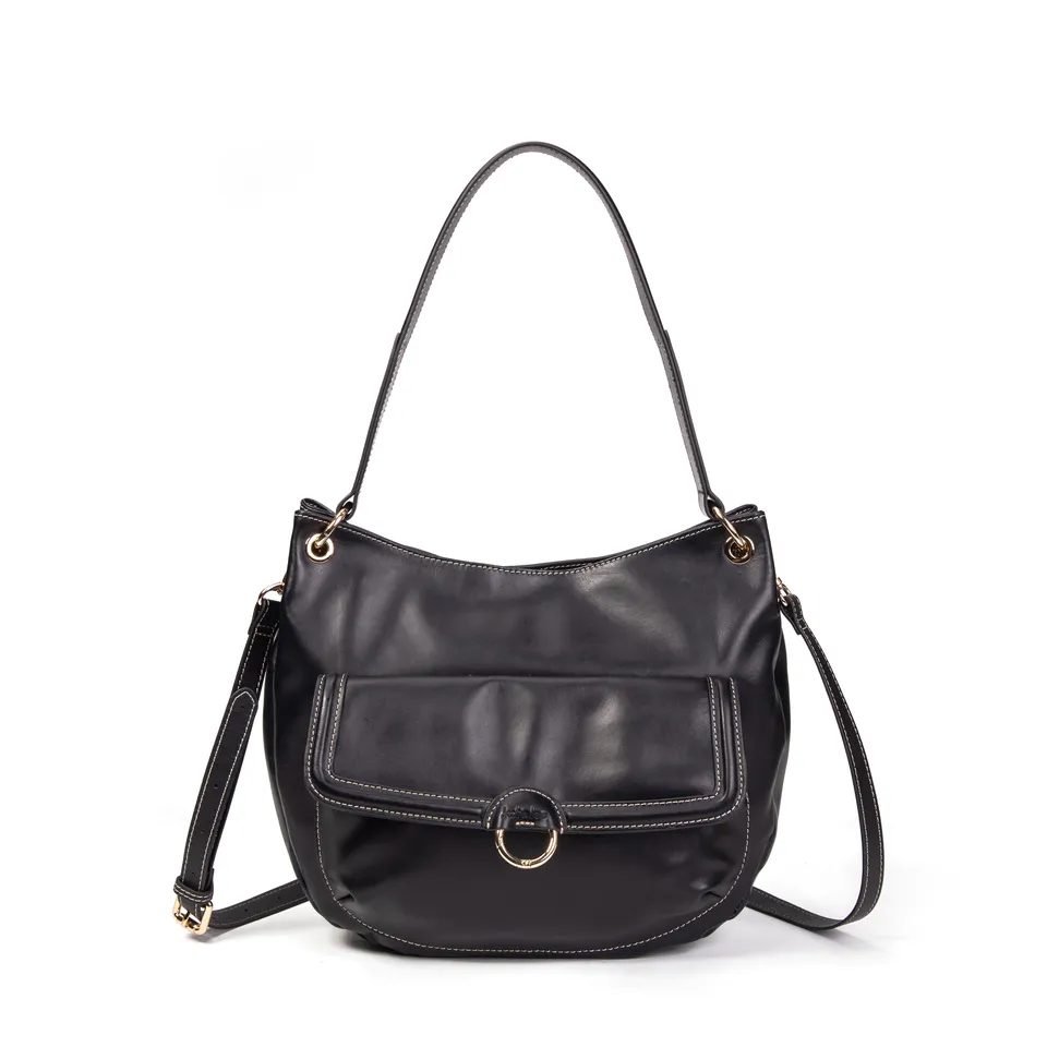 kate-lee-ully-sac-hobo-cuir-noir-vachette-zip image 1