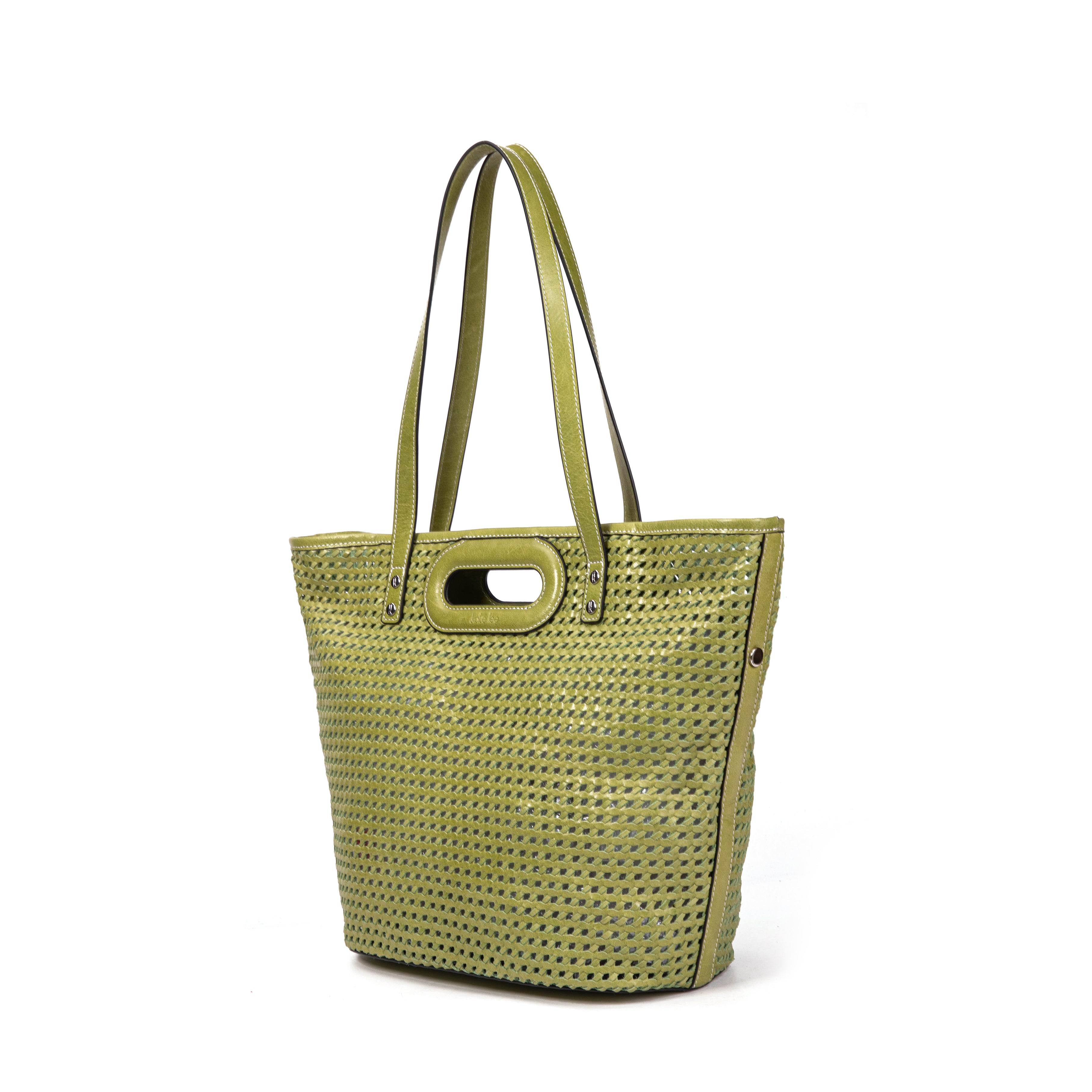 kate-lee-ofine-sac-cabas-cuir-tress-vert image 2