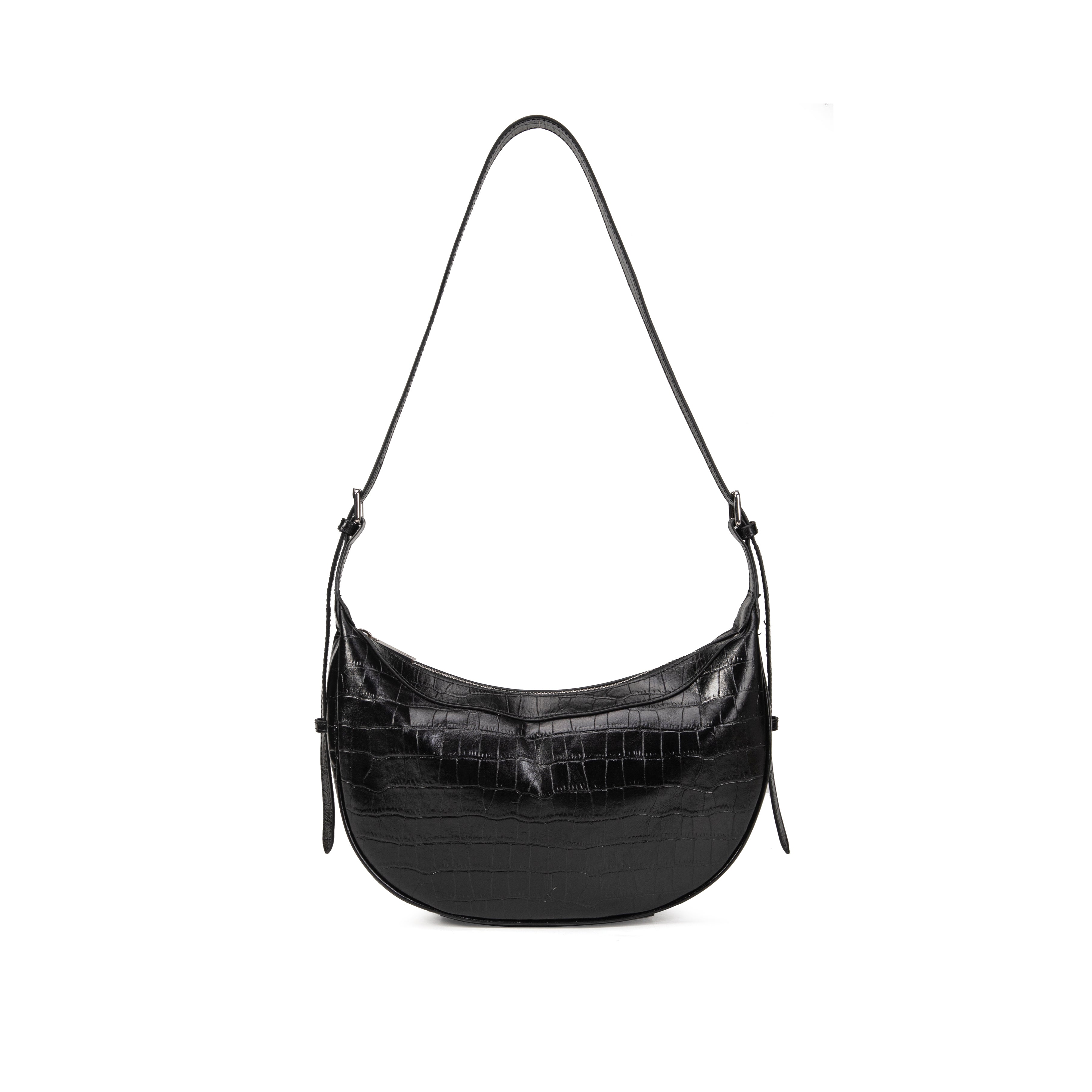 kate-lee-palma-sac-cuir-croco-noir-demi-lune image 1