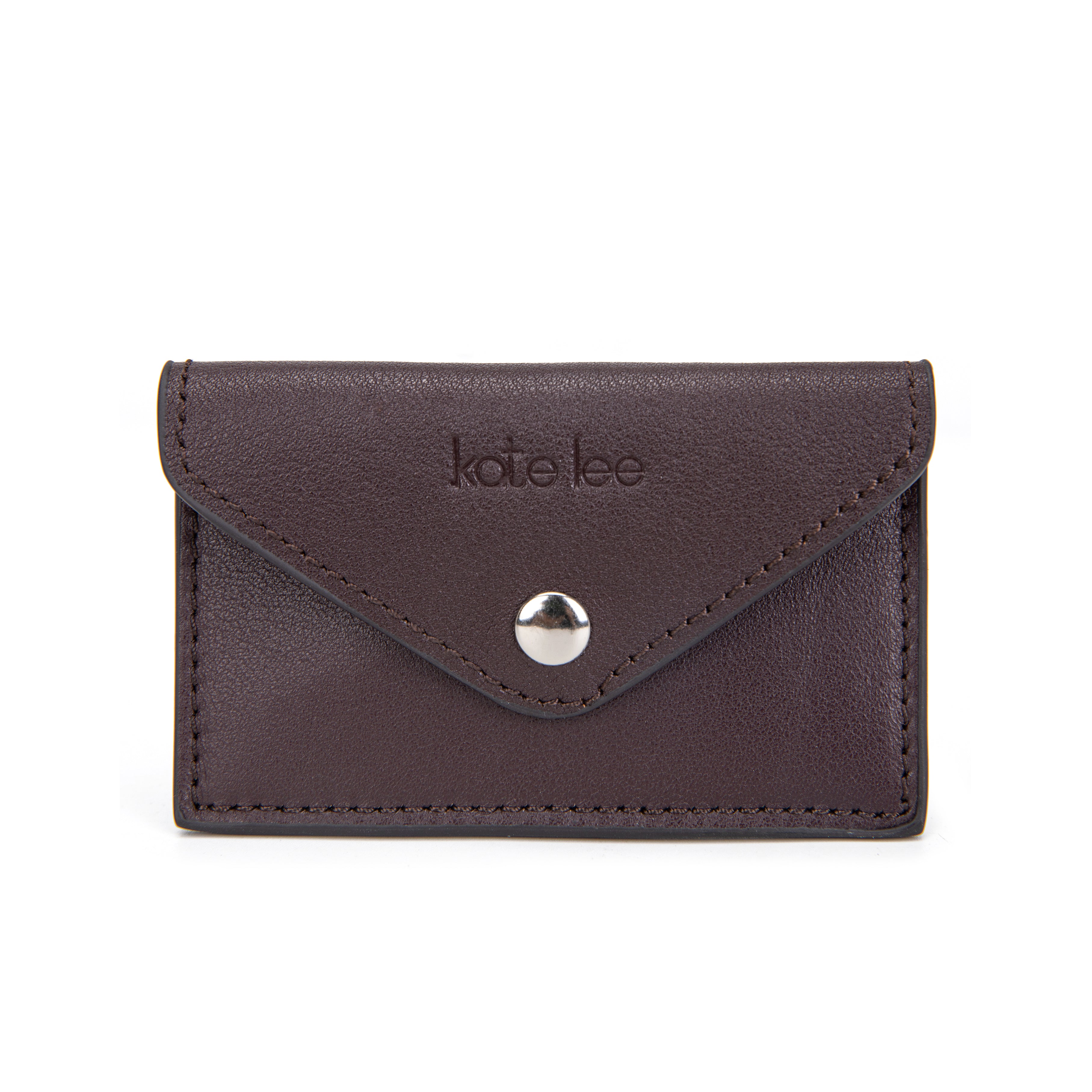 kate-lee-miley-porte-carte-cuir-chocolat-plat image 1