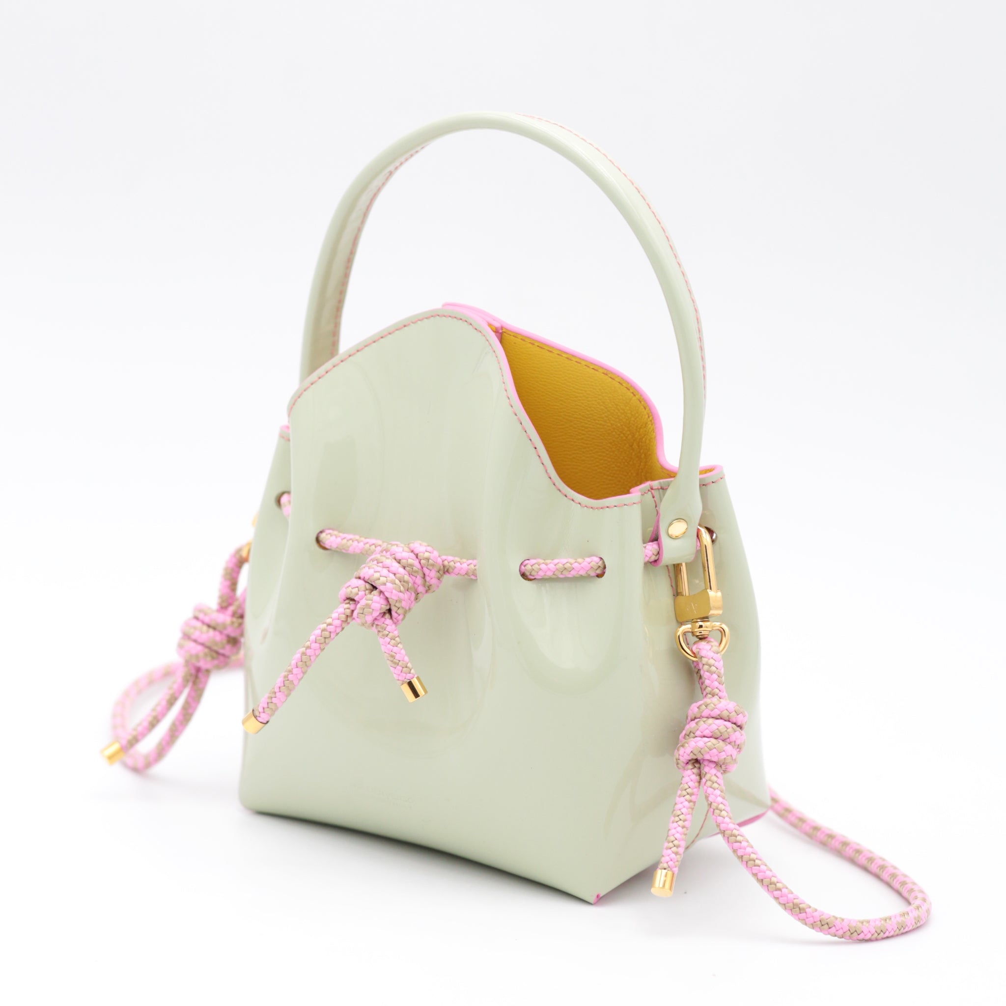 atelier-penso-mini-bucket-amande-framboise-sac-seau-cuir-corde image 2