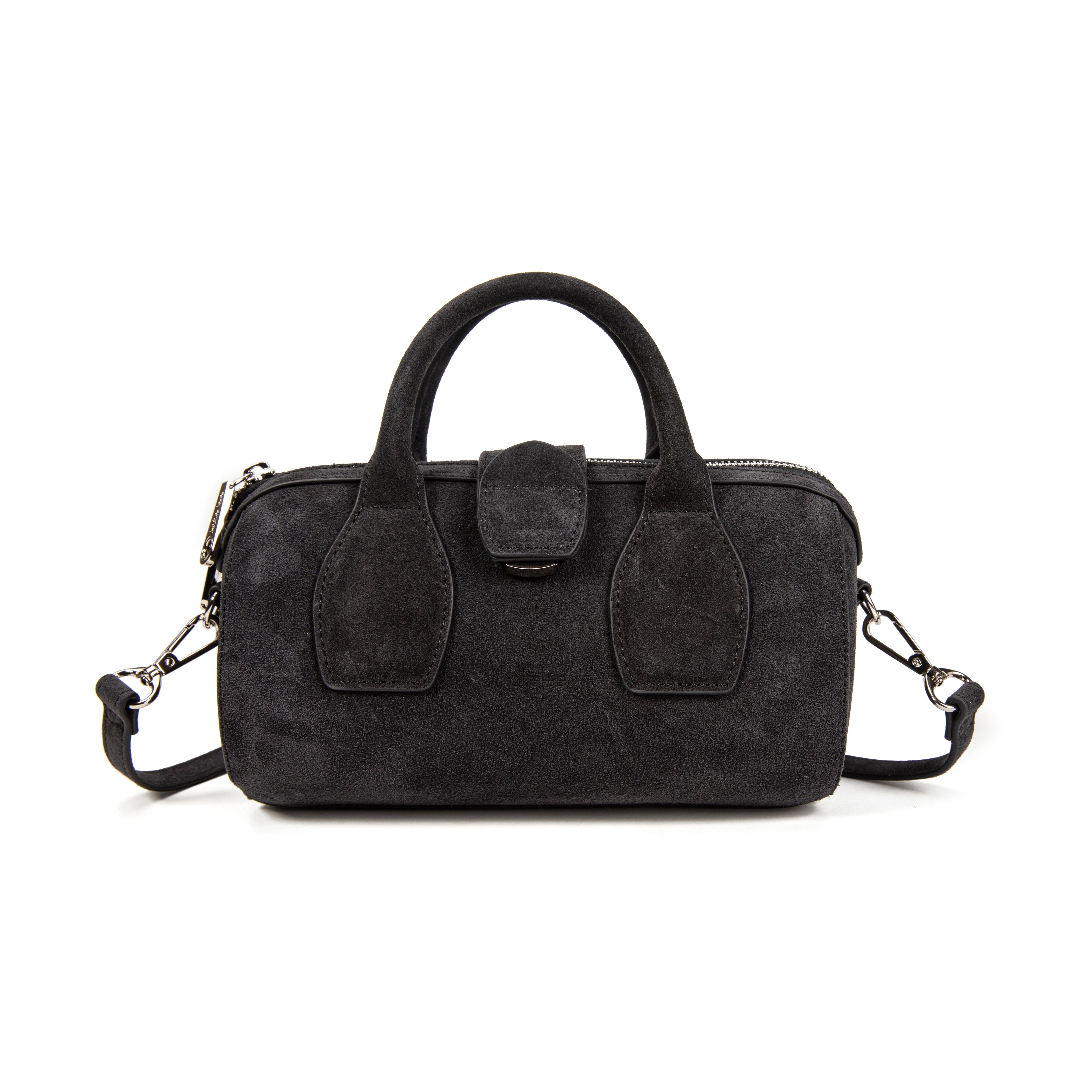kate-lee-m-frola-v-sac-bowling-cuir-velours-bleu-nuit image 1