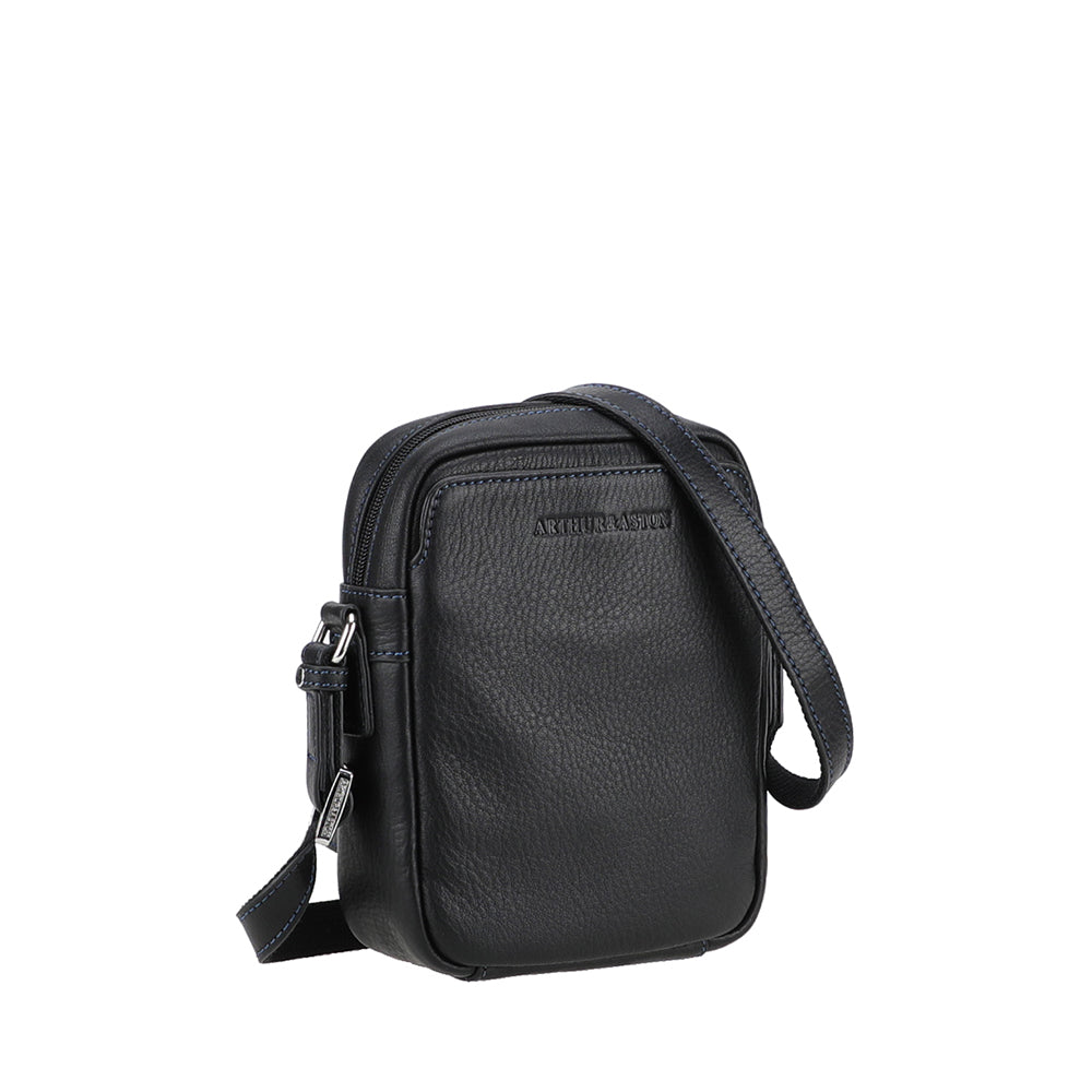 arthur-et-aston-ange-petit-sac-travers-cuir-noir-pleine-fleur image 2