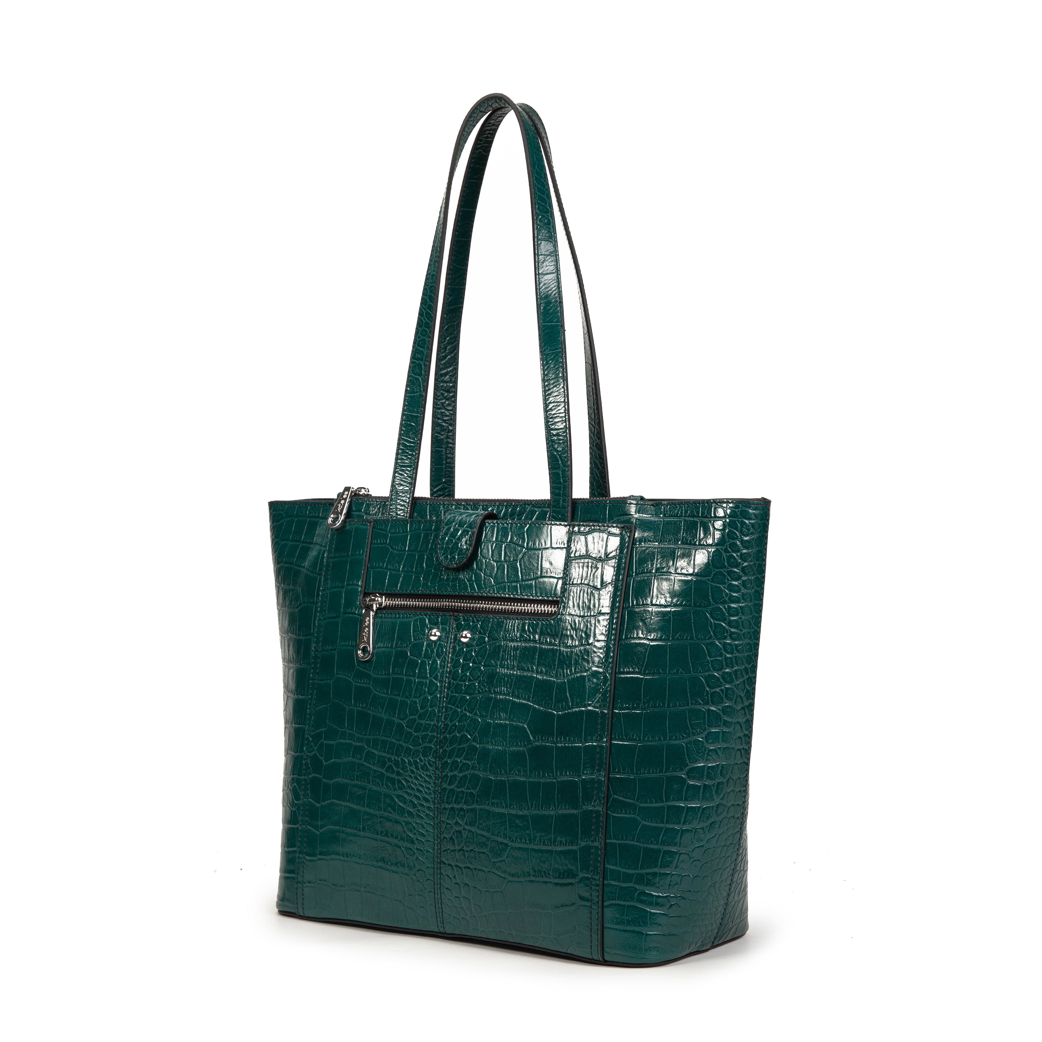 kate-lee-madele-croco-sac-cabas-bleu-canard-cuir-croco image 2