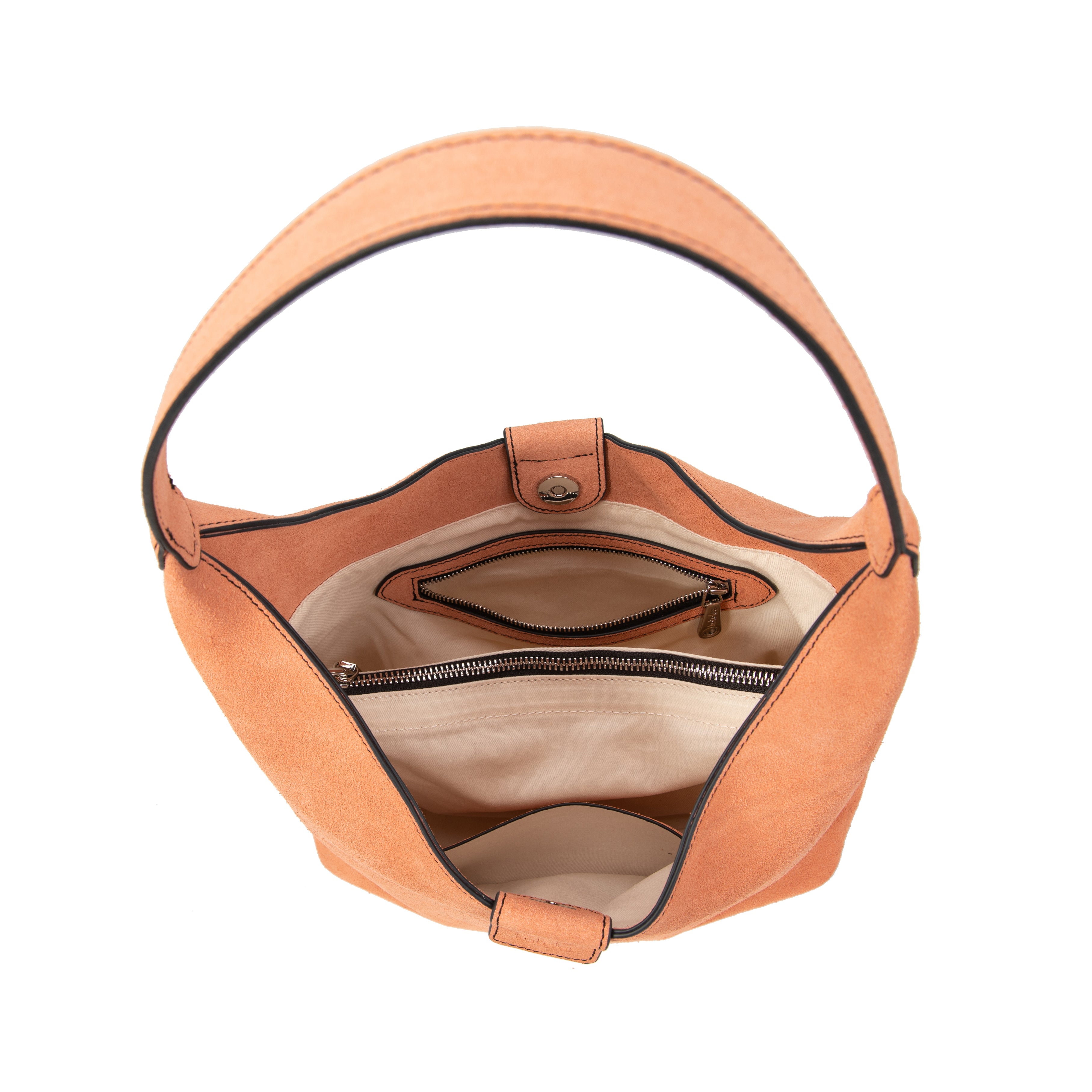 kate-lee-m-lune-sac-cabas-cuir-rose-corail-velours image 3