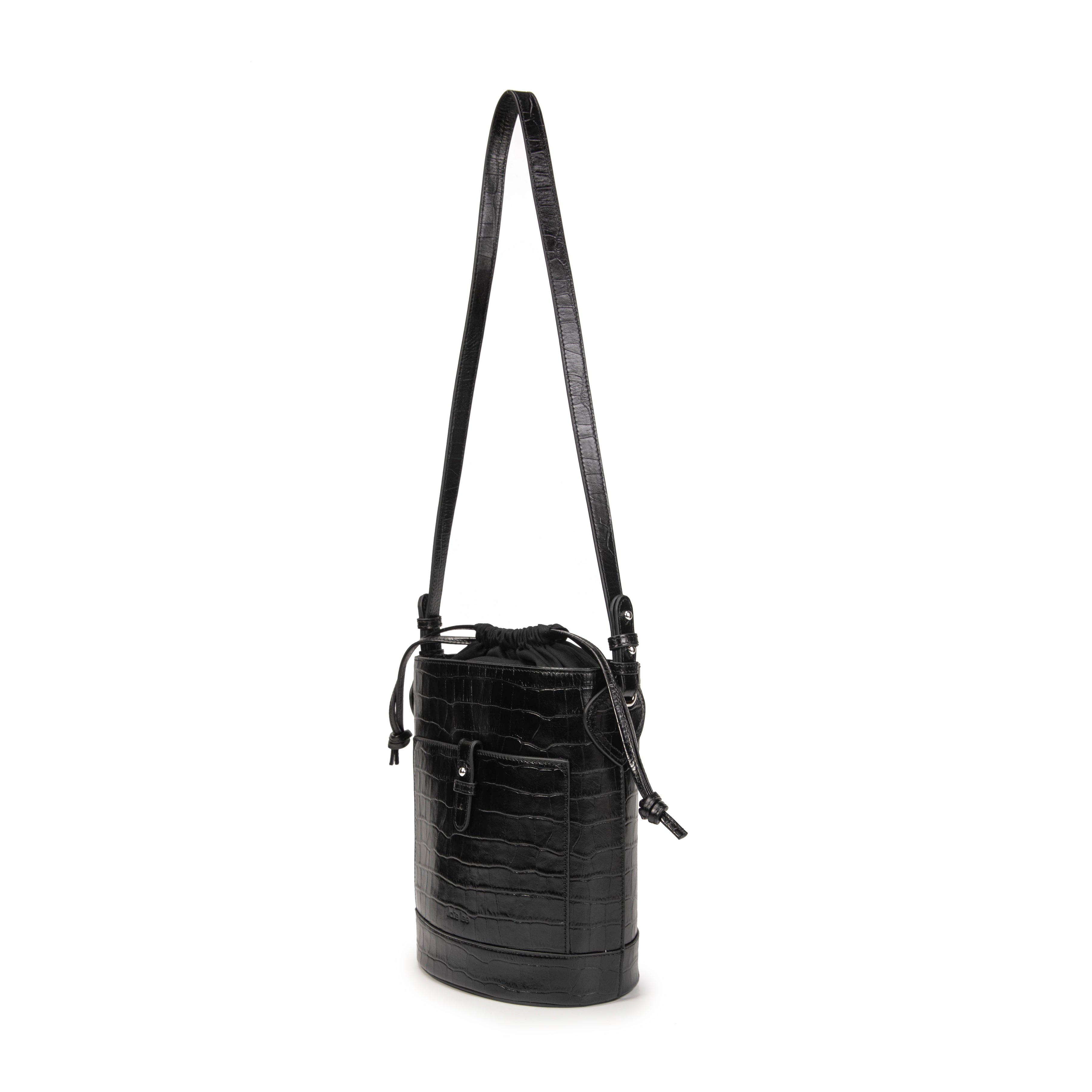 kate-lee-louvre-croco-sac-seau-noir-vachette-croco image 2