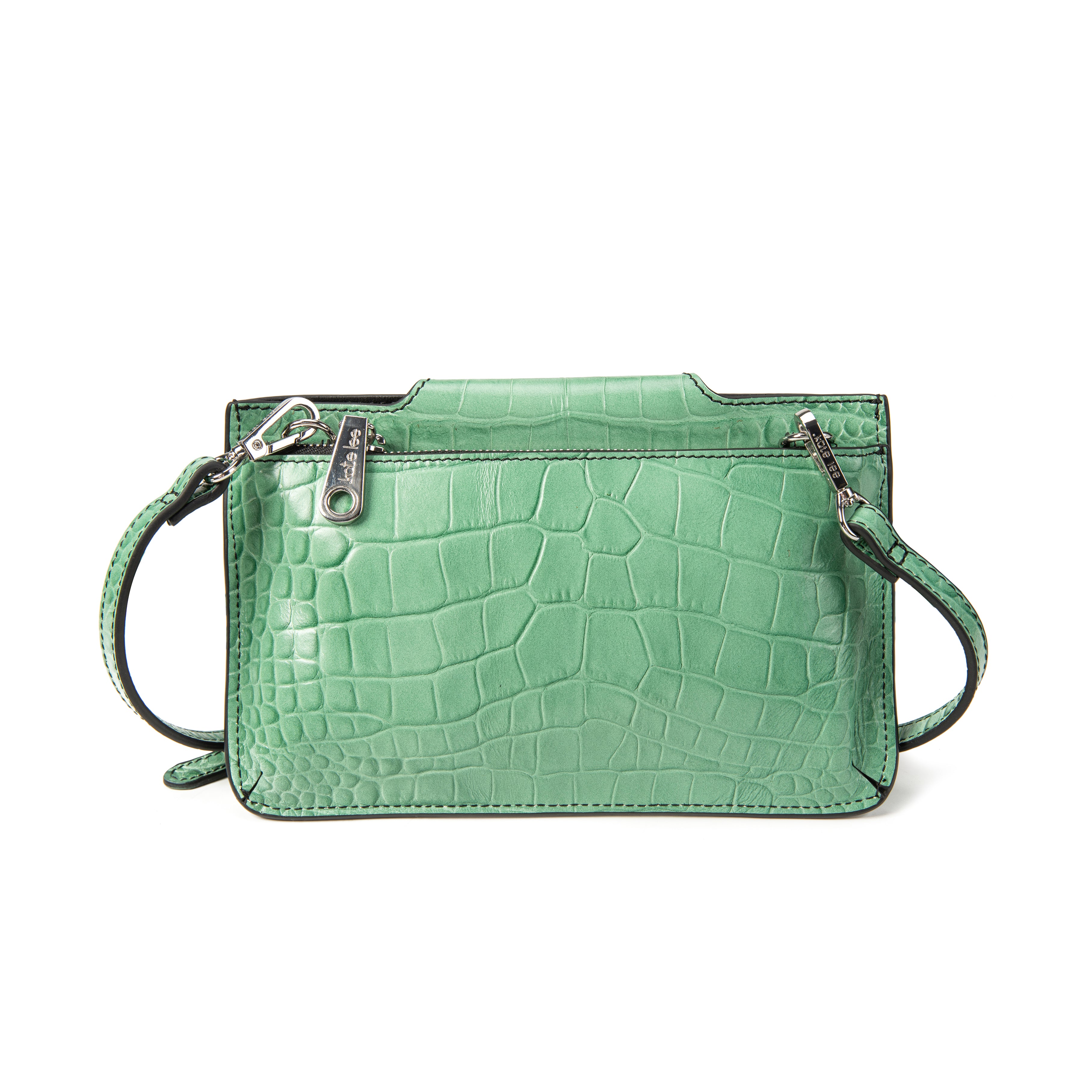 kate-lee-pochette-lp-cuir-croco-vert-bandouli-re image 3