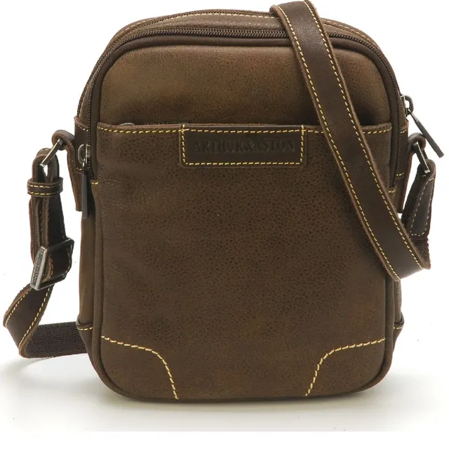 arthur-et-aston-marco-sac-travers-cuir-ch-taigne-moyen-zipp image 1