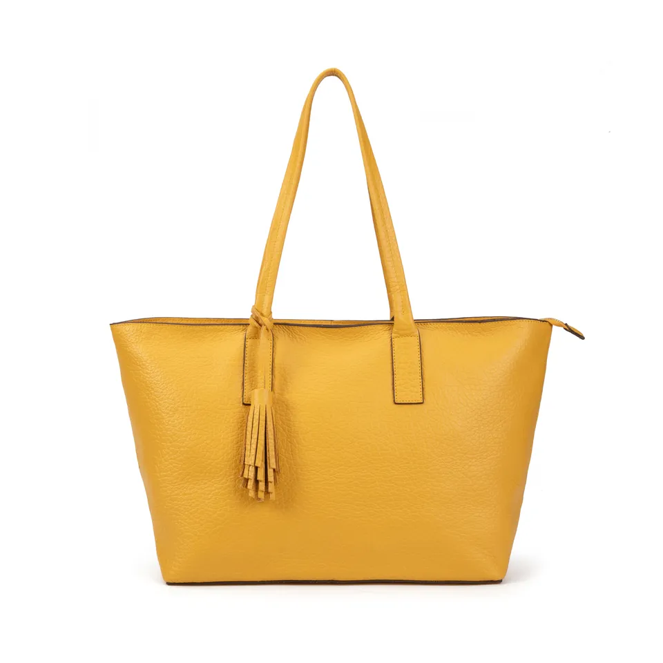 kate-lee-esmeralda-cabas-cuir-grain-jaune-36-cm image 1