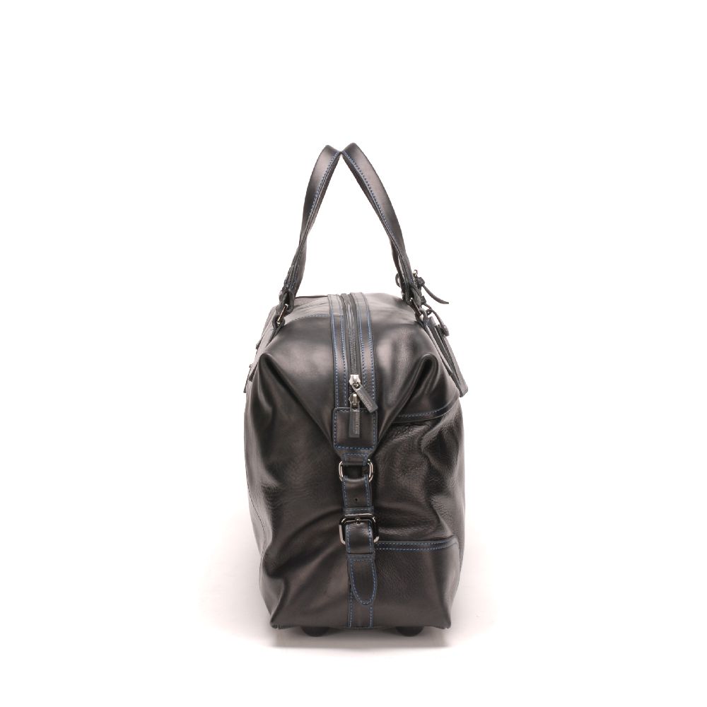 arthur-et-aston-pablo-sac-de-voyage-cuir-plong-noir-fil-bleu image 7