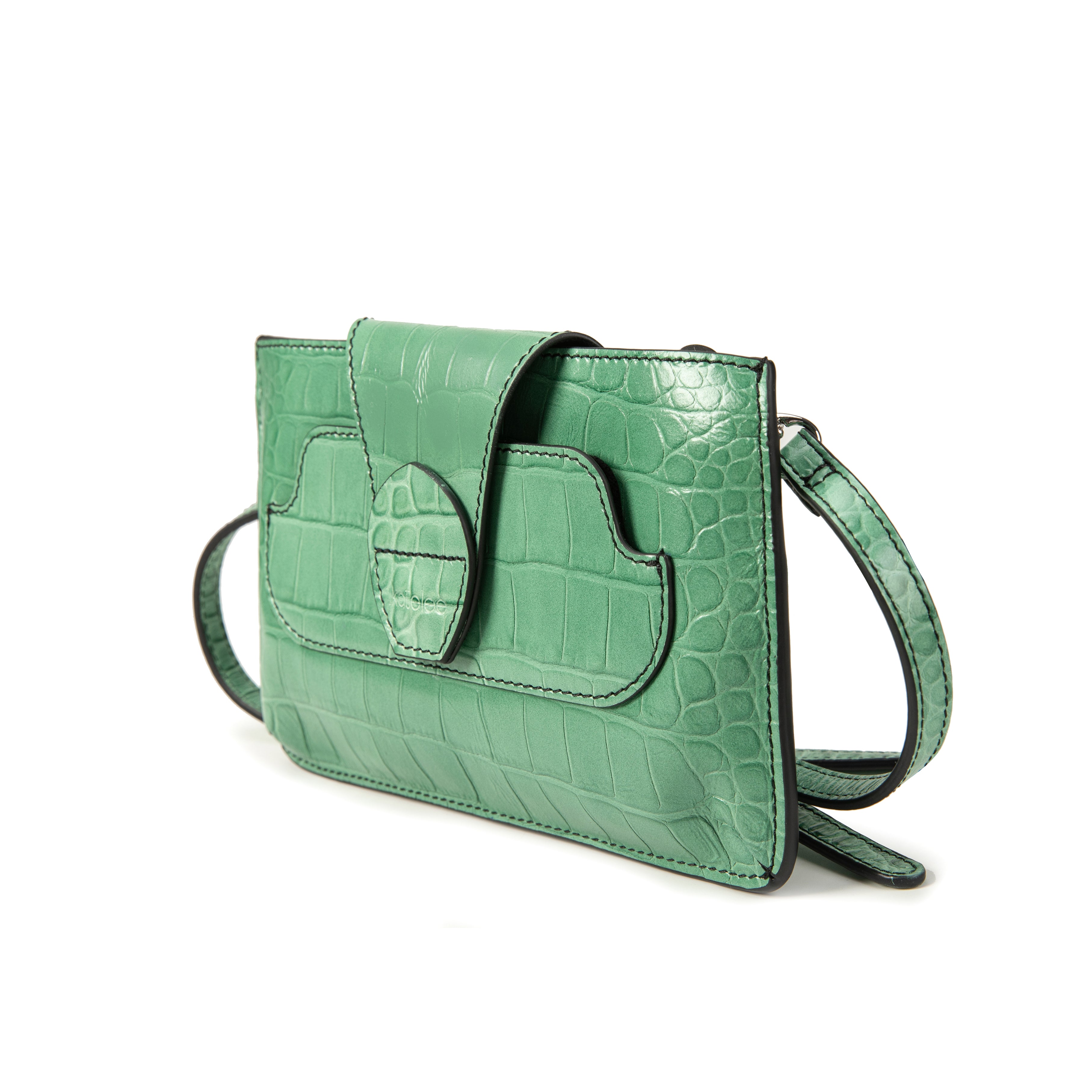 kate-lee-pochette-lp-cuir-croco-vert-bandouli-re image 2