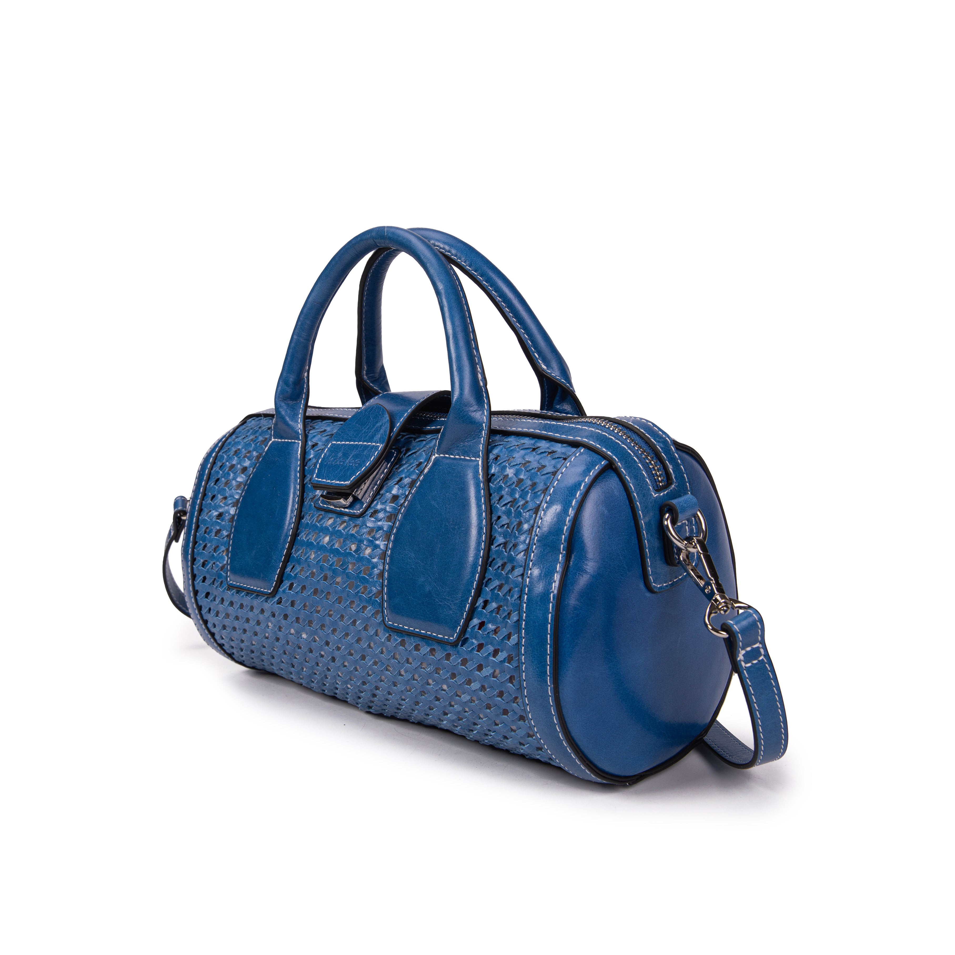 kate-lee-frola-sac-bowling-cuir-bleu-vachette-tress-e image 2