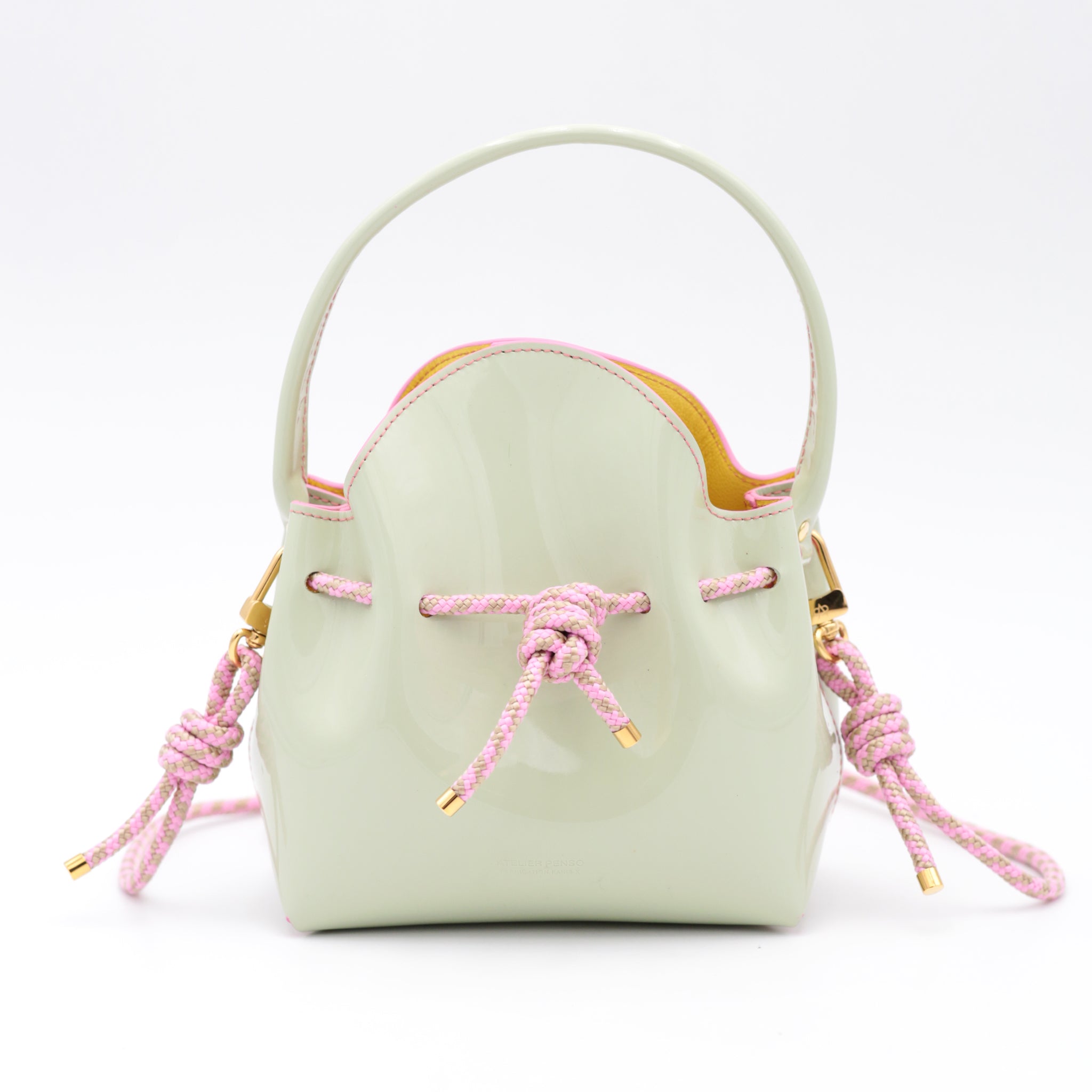 atelier-penso-mini-bucket-amande-framboise-sac-seau-cuir-corde image 1