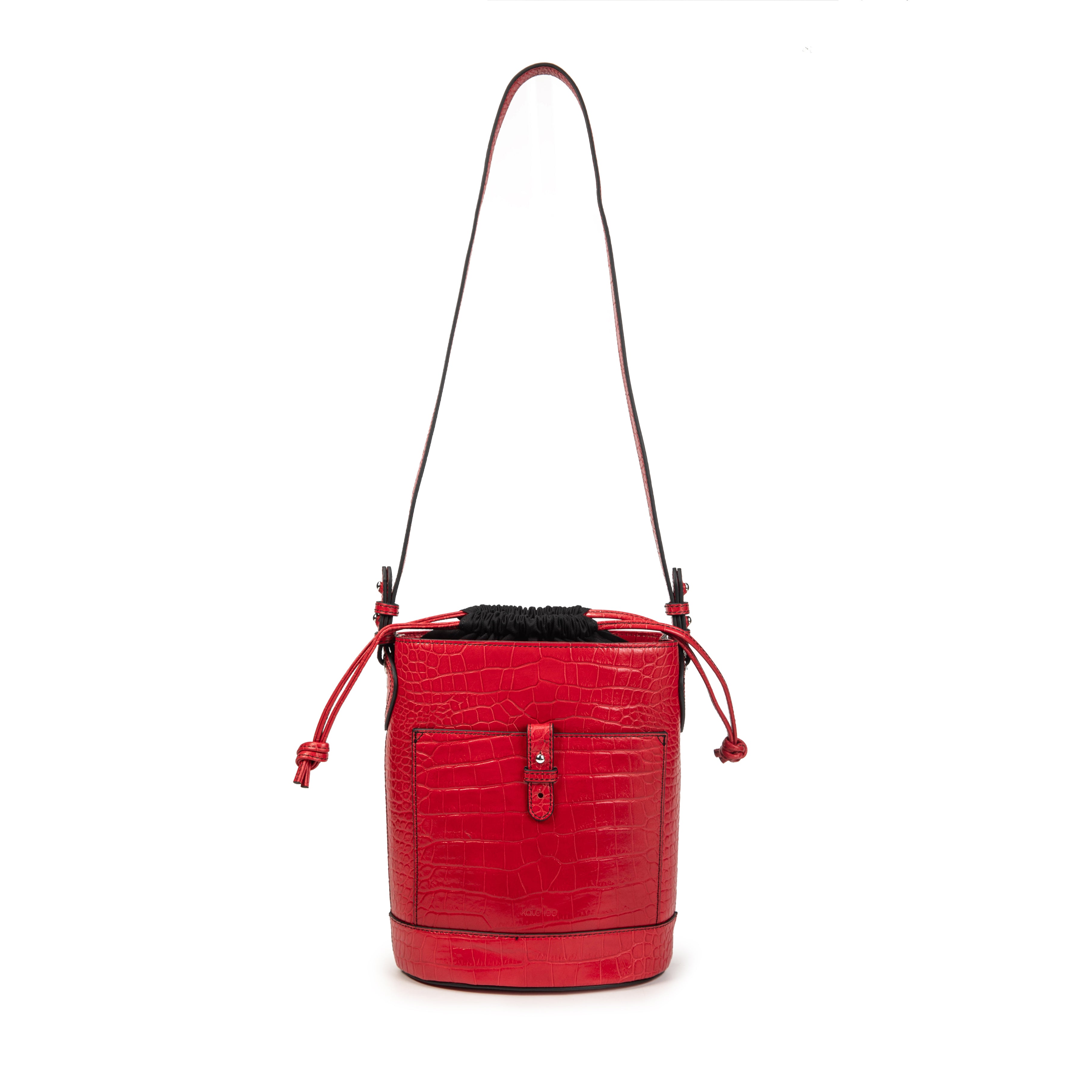 kate-lee-louvre-croco-sac-seau-cuir-rouge-vachette-croco image 1