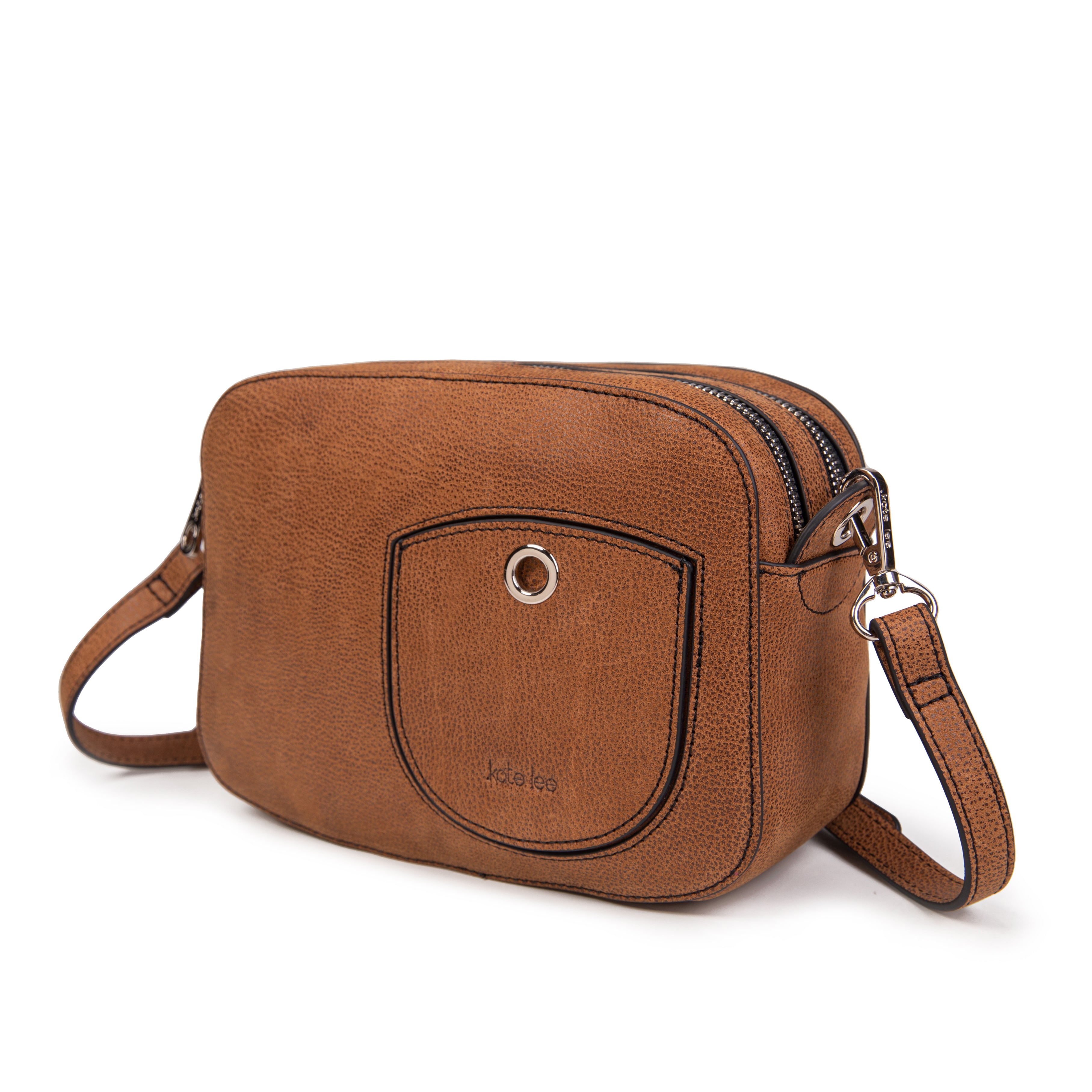 kate-lee-ren-e-sac-bandouli-re-cuir-camel-grain-2-poches image 2