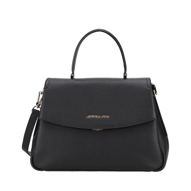 arthur-et-aston-nora-sac-main-cuir-noir-dor image 1
