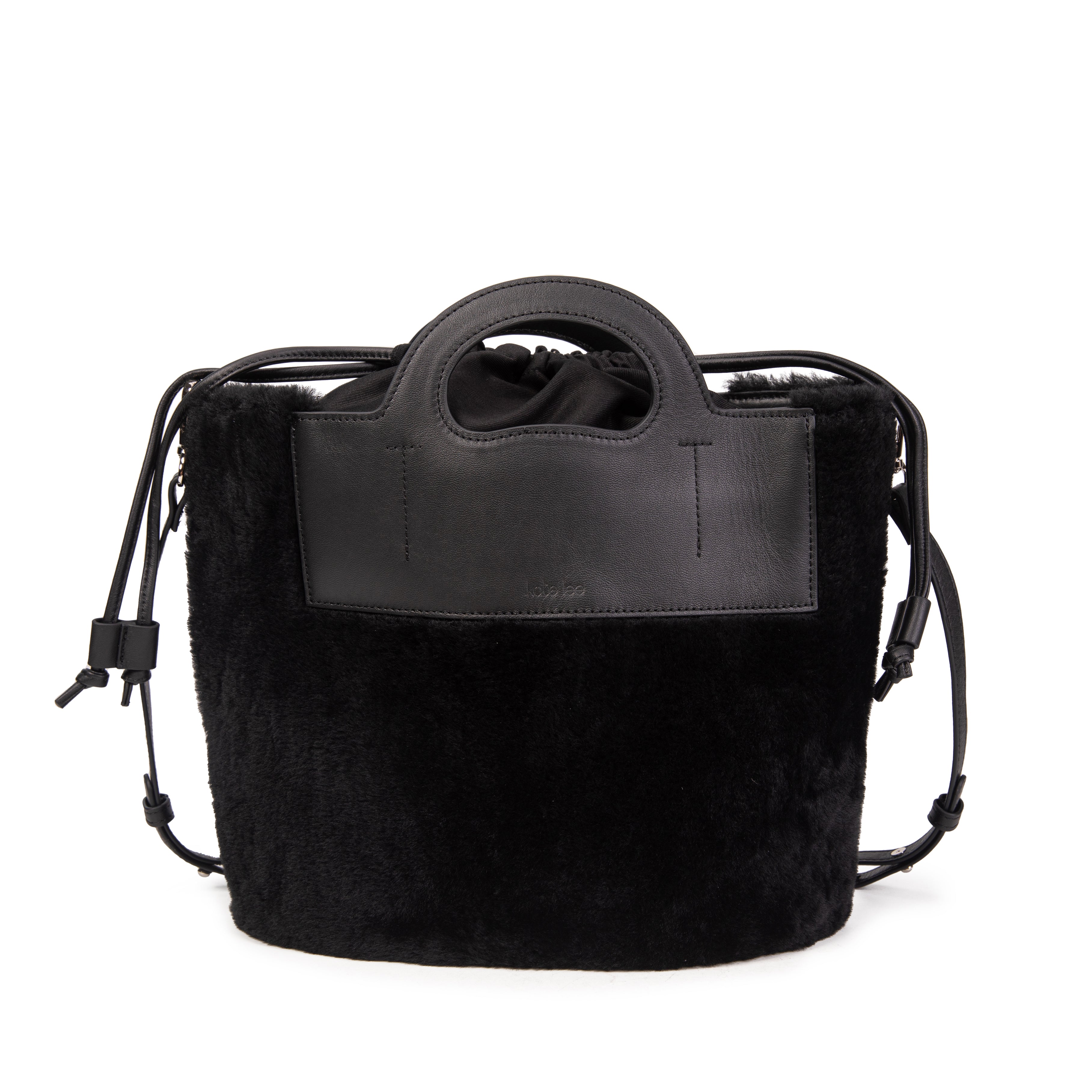 kate-lee-st-tropez-sac-seau-noir-shearling-cuir image 1