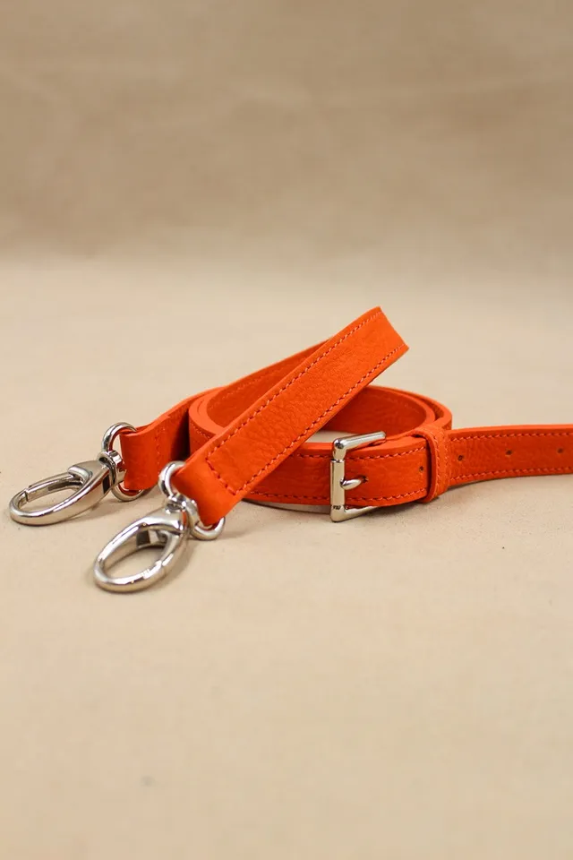 charles-et-charlus-bandouli-re-cuir-nubuck-orange-100-cm image 1