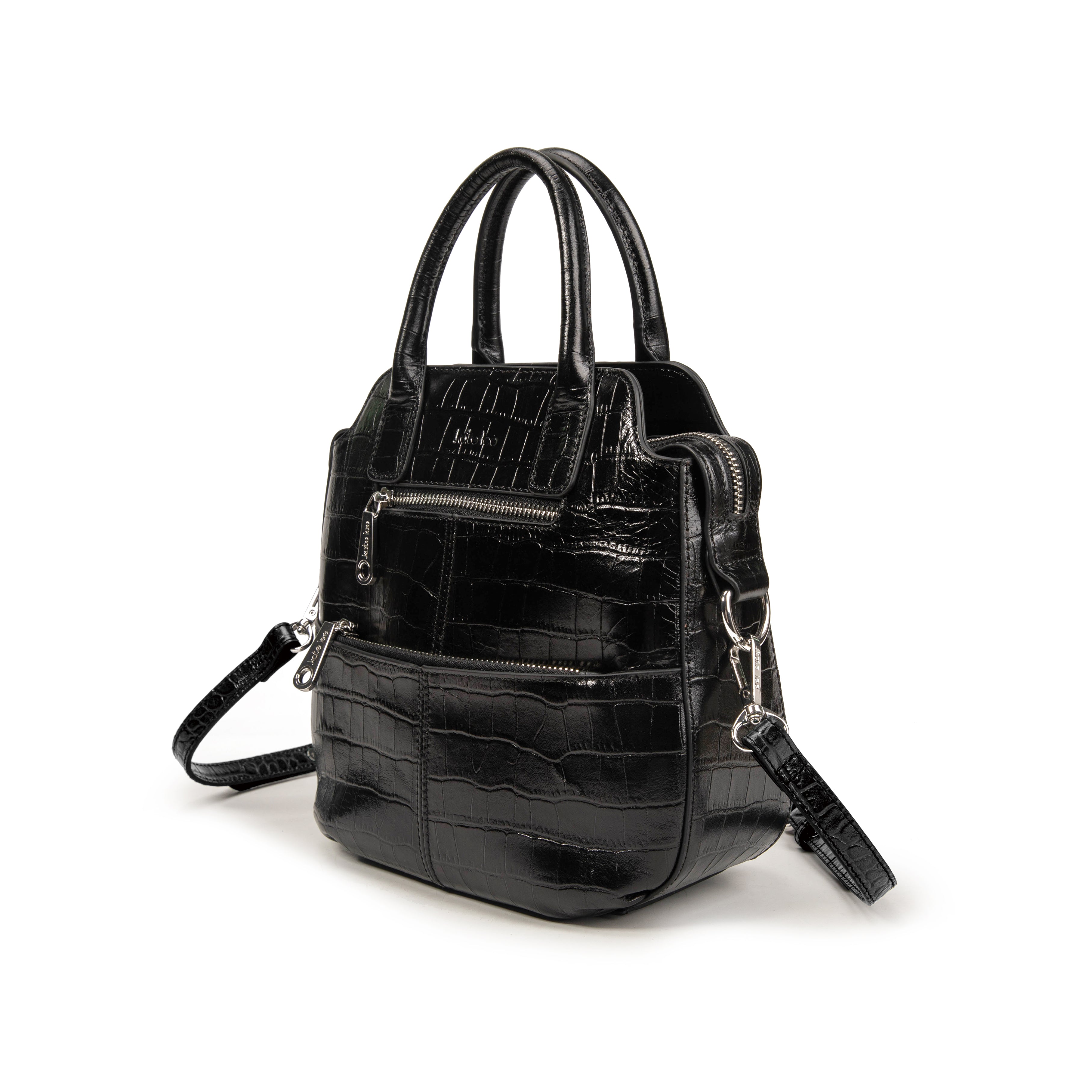 kate-lee-sac-bandouli-re-velyane-croco-cuir-noir image 2