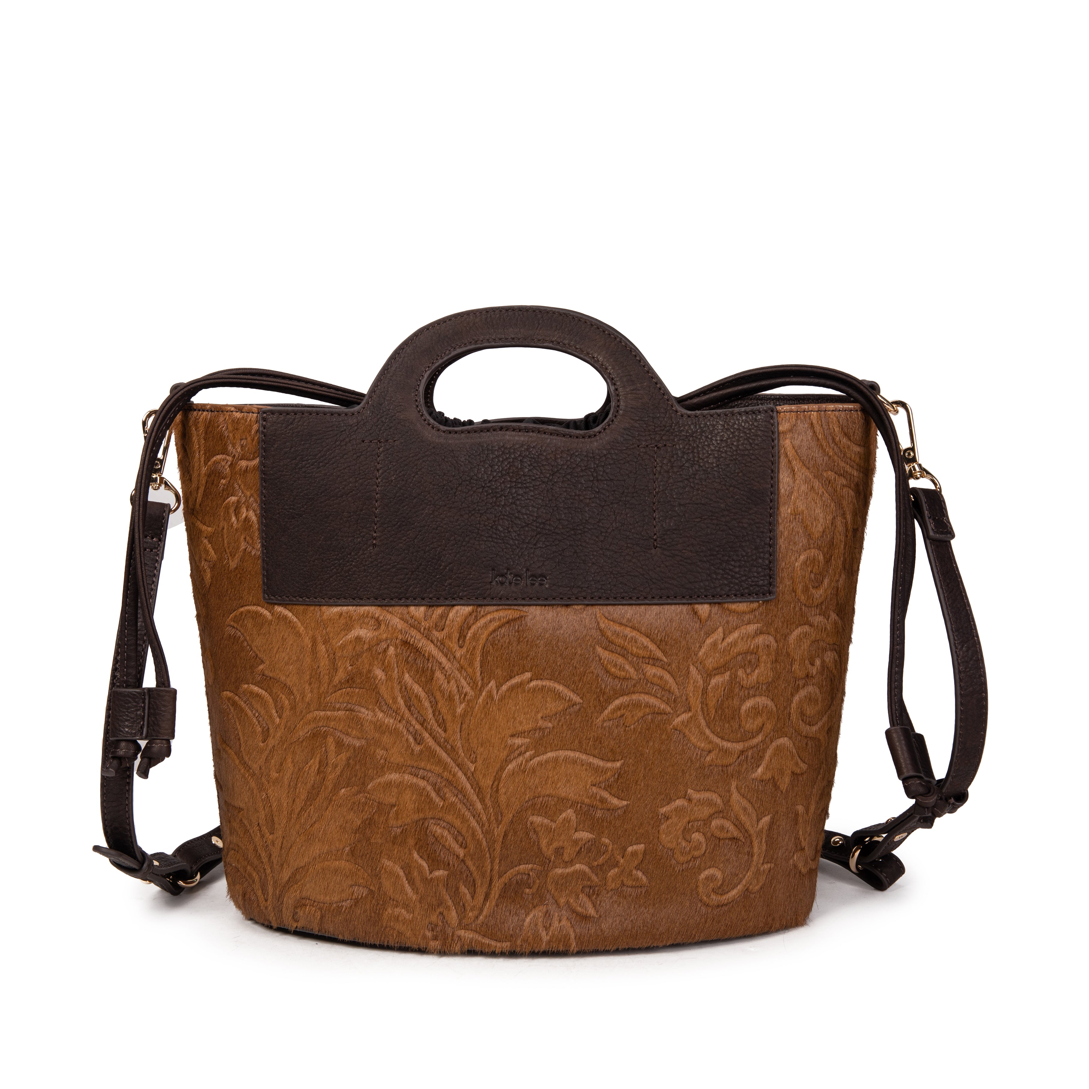 kate-lee-st-tropez-sac-cuir-marron-fleurs image 1